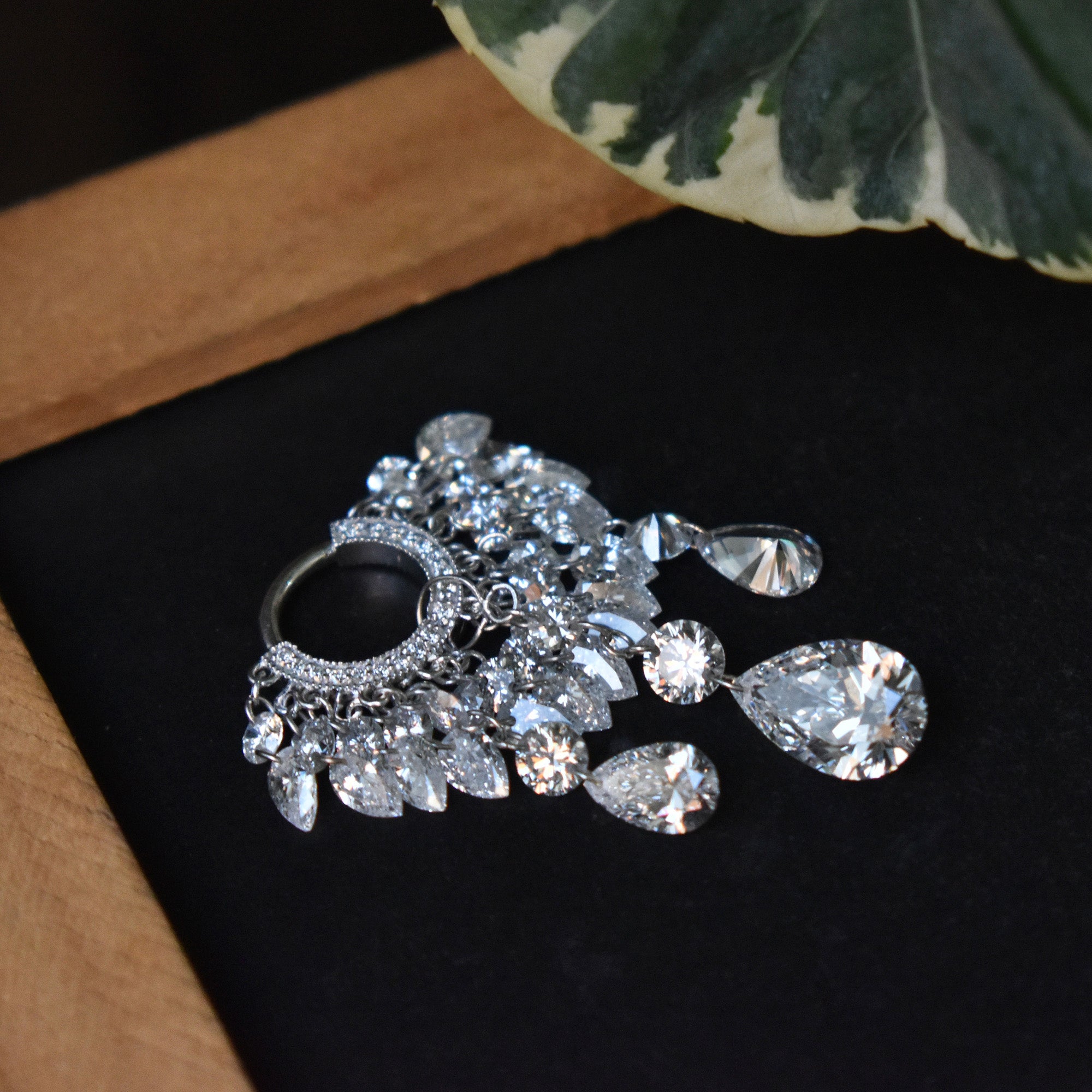 Grand Tassel Hoop with Round & Pear Drilled Diamonds