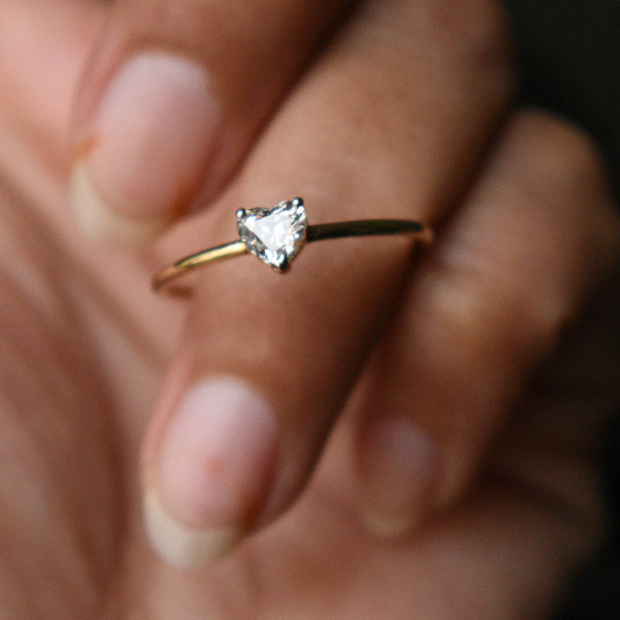Heart Cut Diamond Minimal Dainty Engagement Ring
