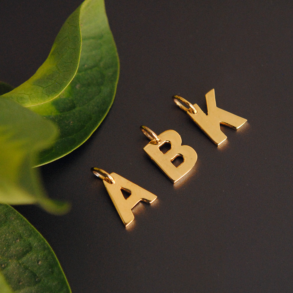Custom Initial & Heart Charm Necklace, 14K Gold