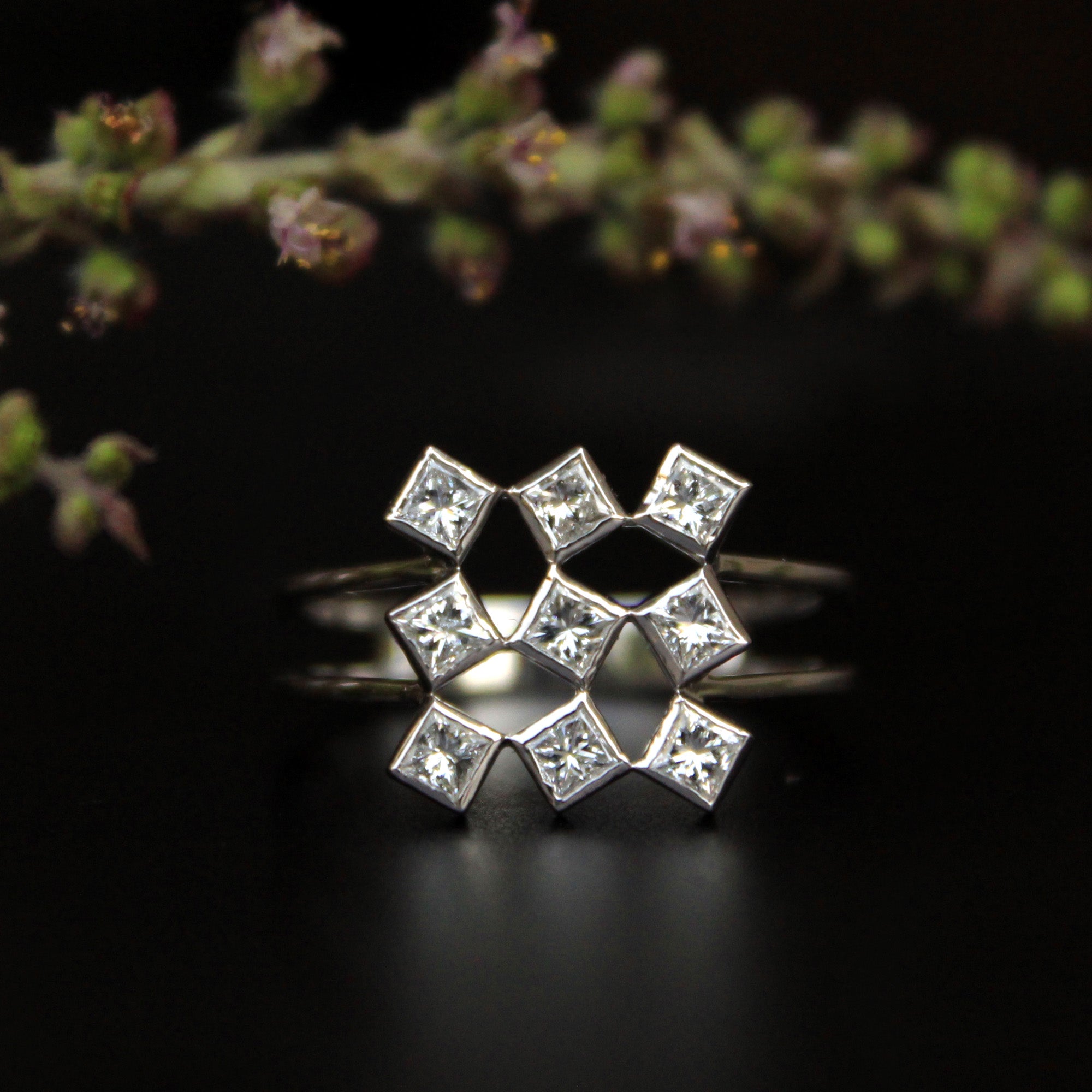 Princess Diamond Gingham Ring