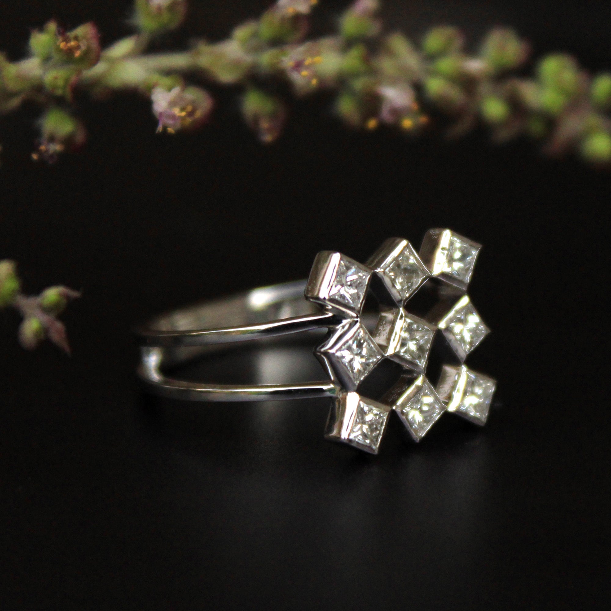 Princess Diamond Gingham Ring