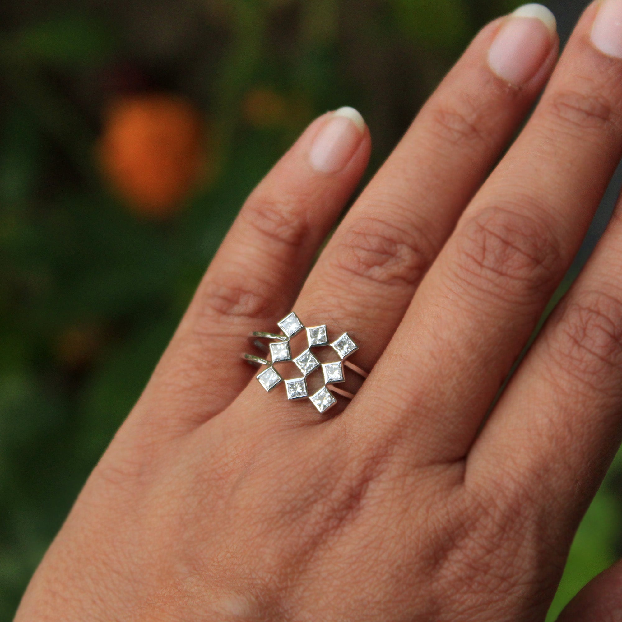 Princess Diamond Gingham Ring