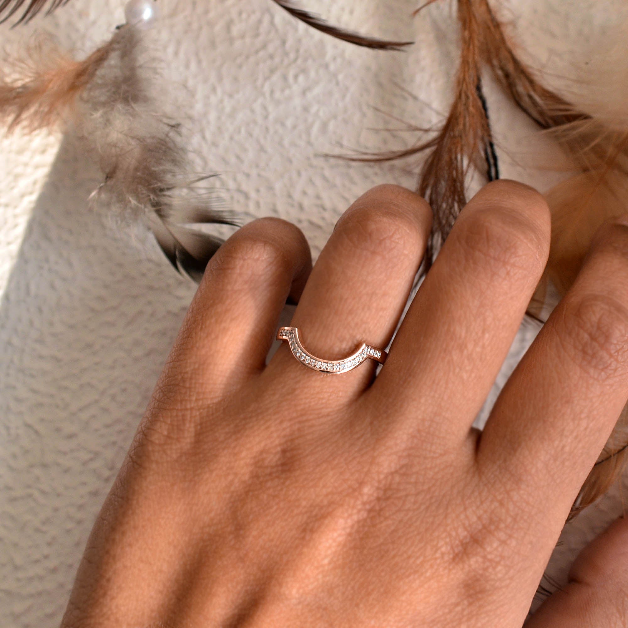 Curved Pave Diamond Nesting Band