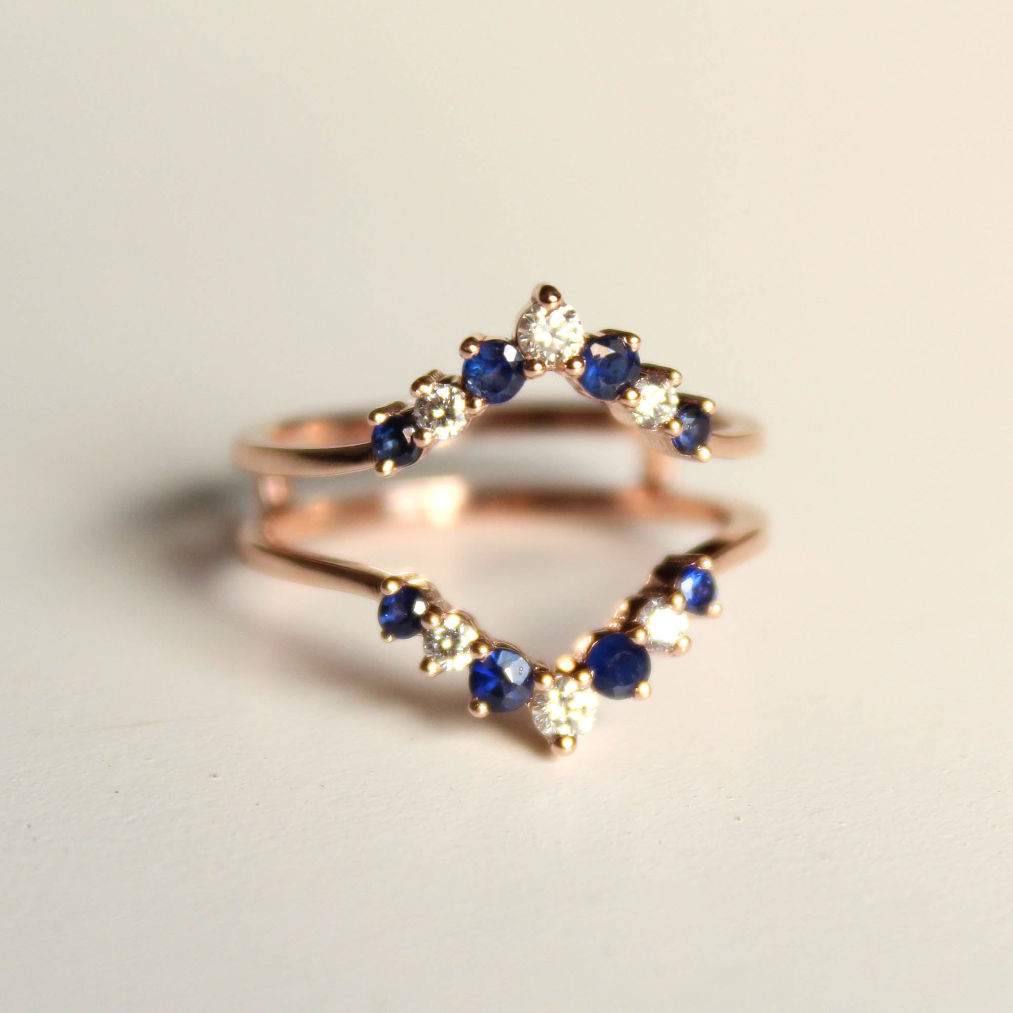 Natural Sapphire & Salt Pepper Diamond Ring Enhancer