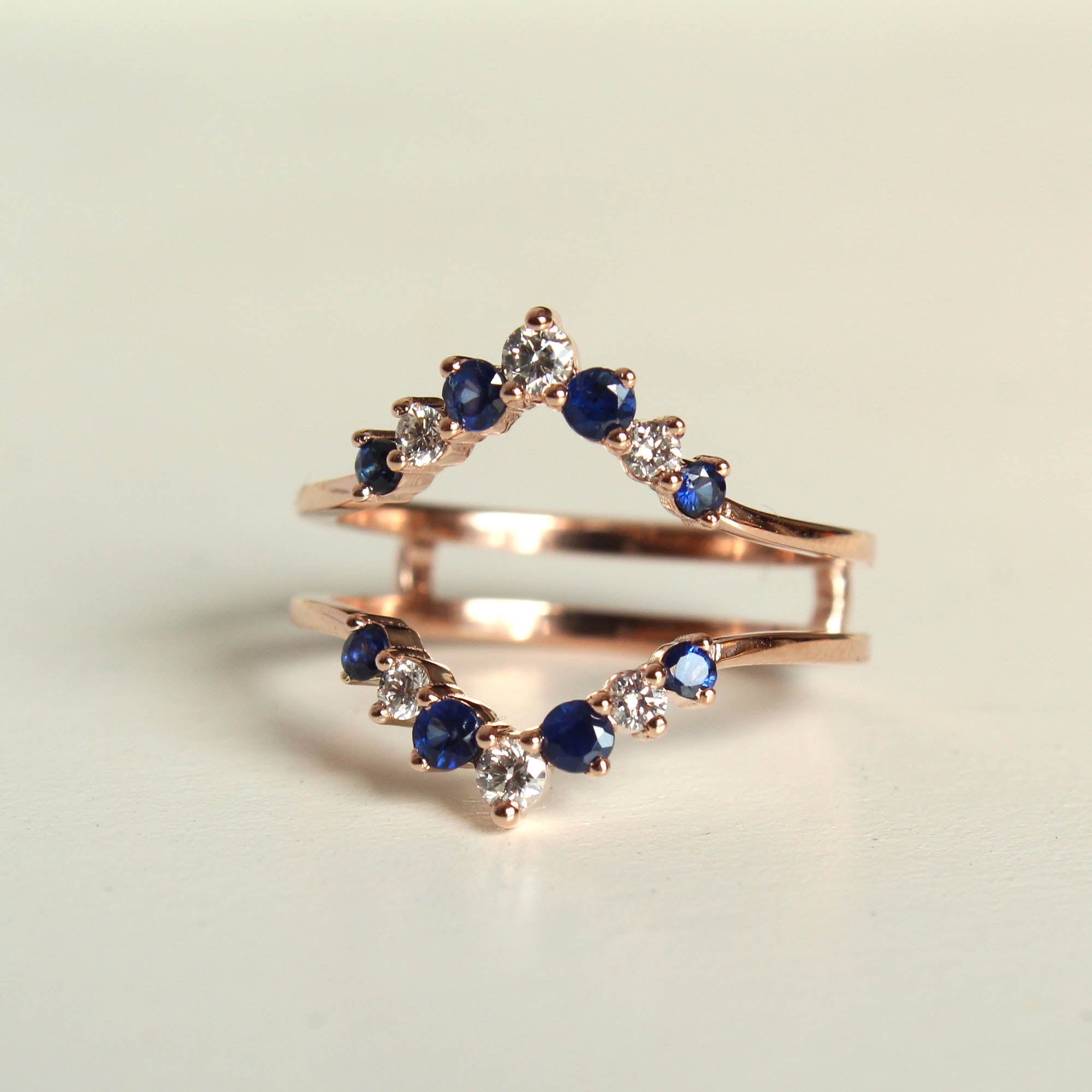 Natural Sapphire & Salt Pepper Diamond Ring Enhancer