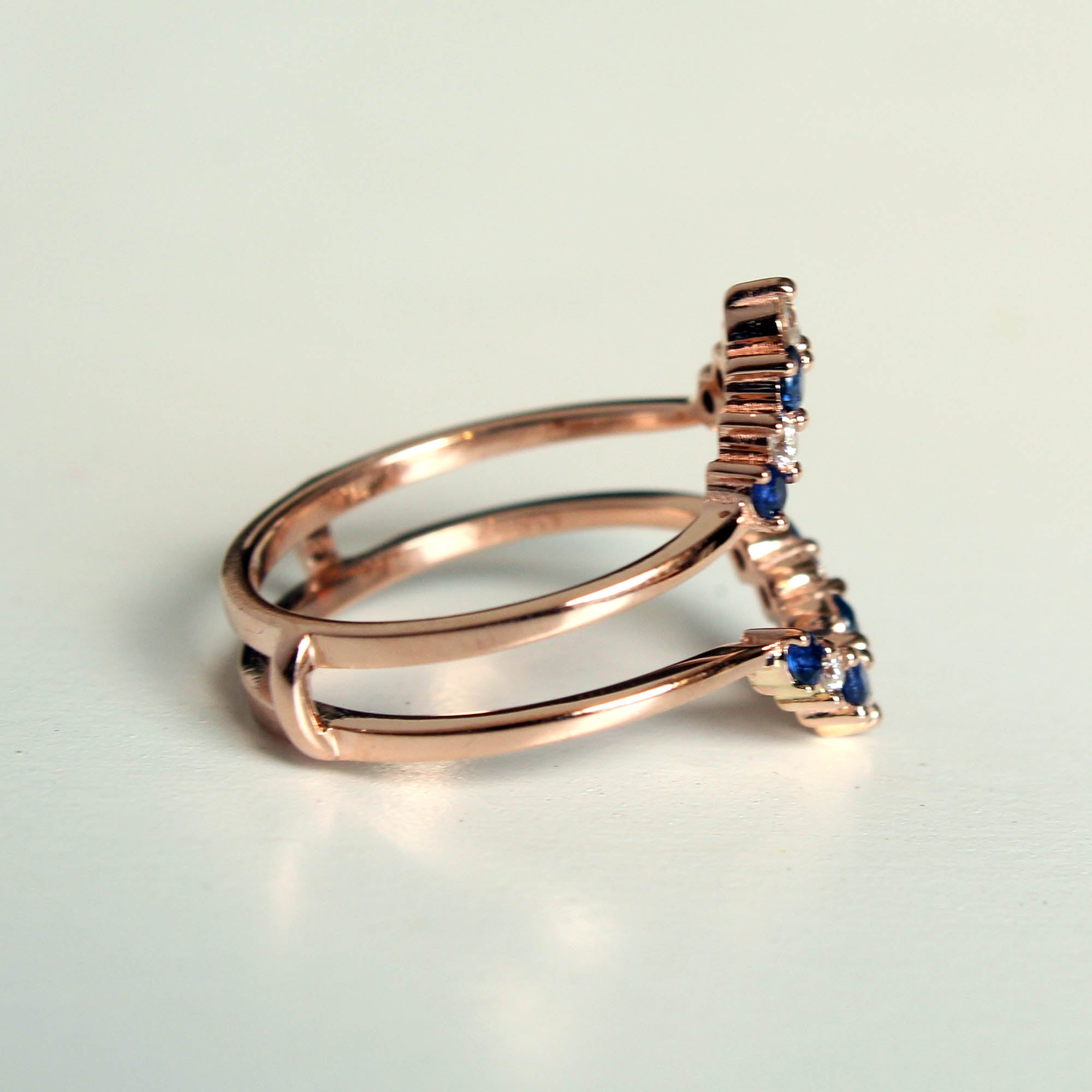 Natural Sapphire & Salt Pepper Diamond Ring Enhancer