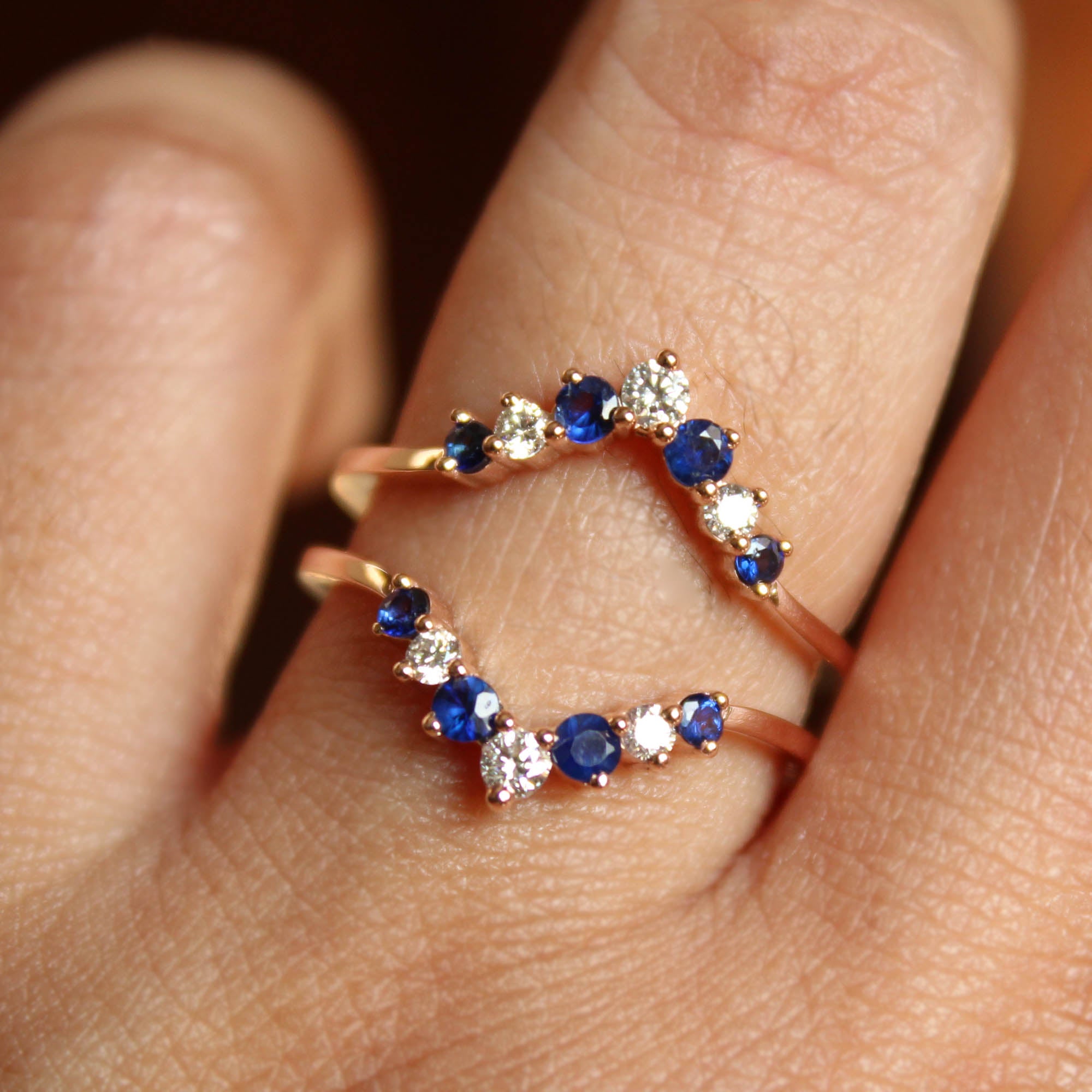Natural Sapphire & Salt Pepper Diamond Ring Enhancer