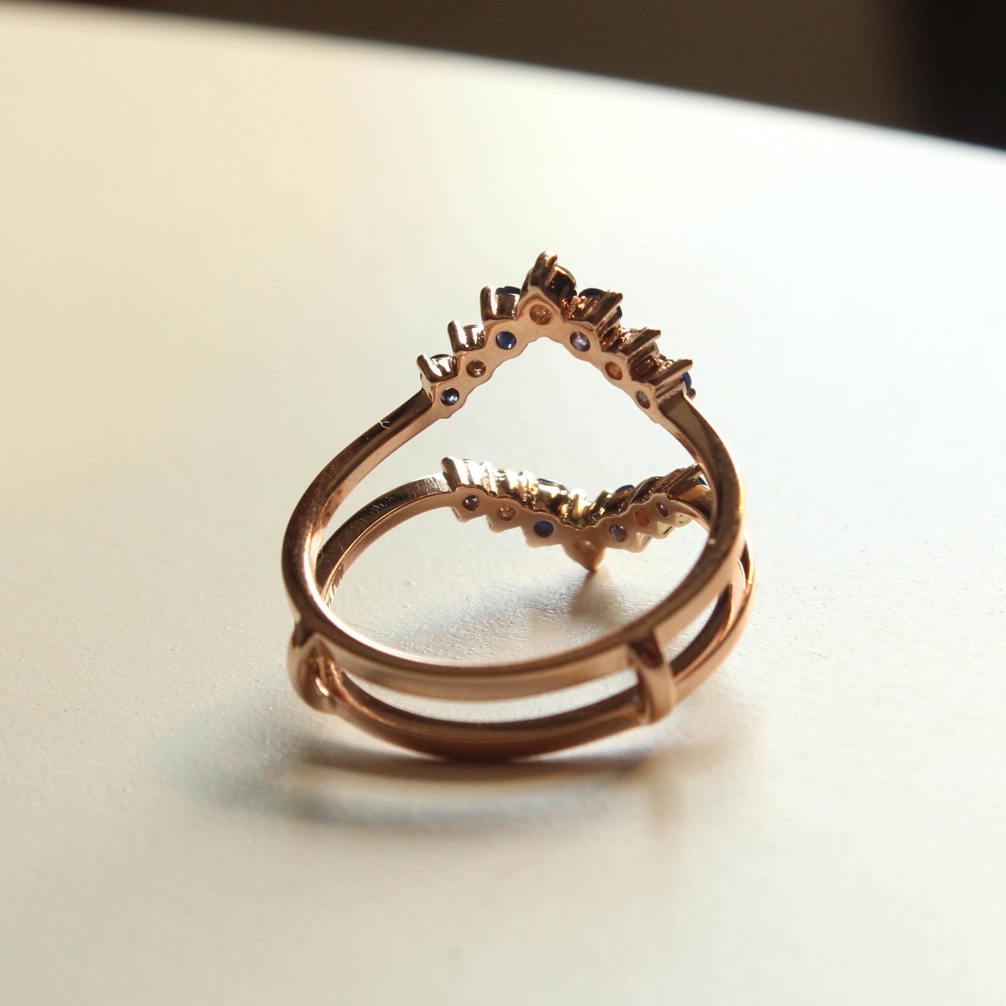 Natural Sapphire & Salt Pepper Diamond Ring Enhancer