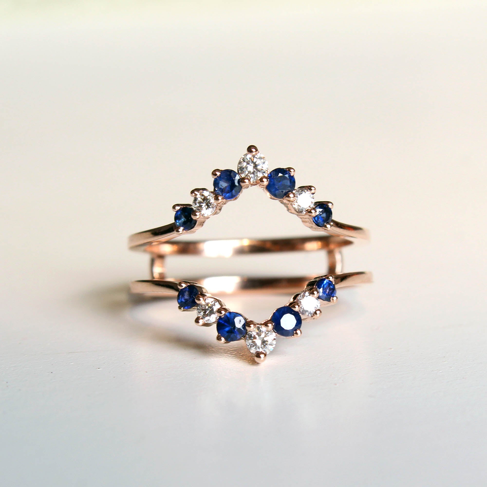 Natural Sapphire & Salt Pepper Diamond Ring Enhancer