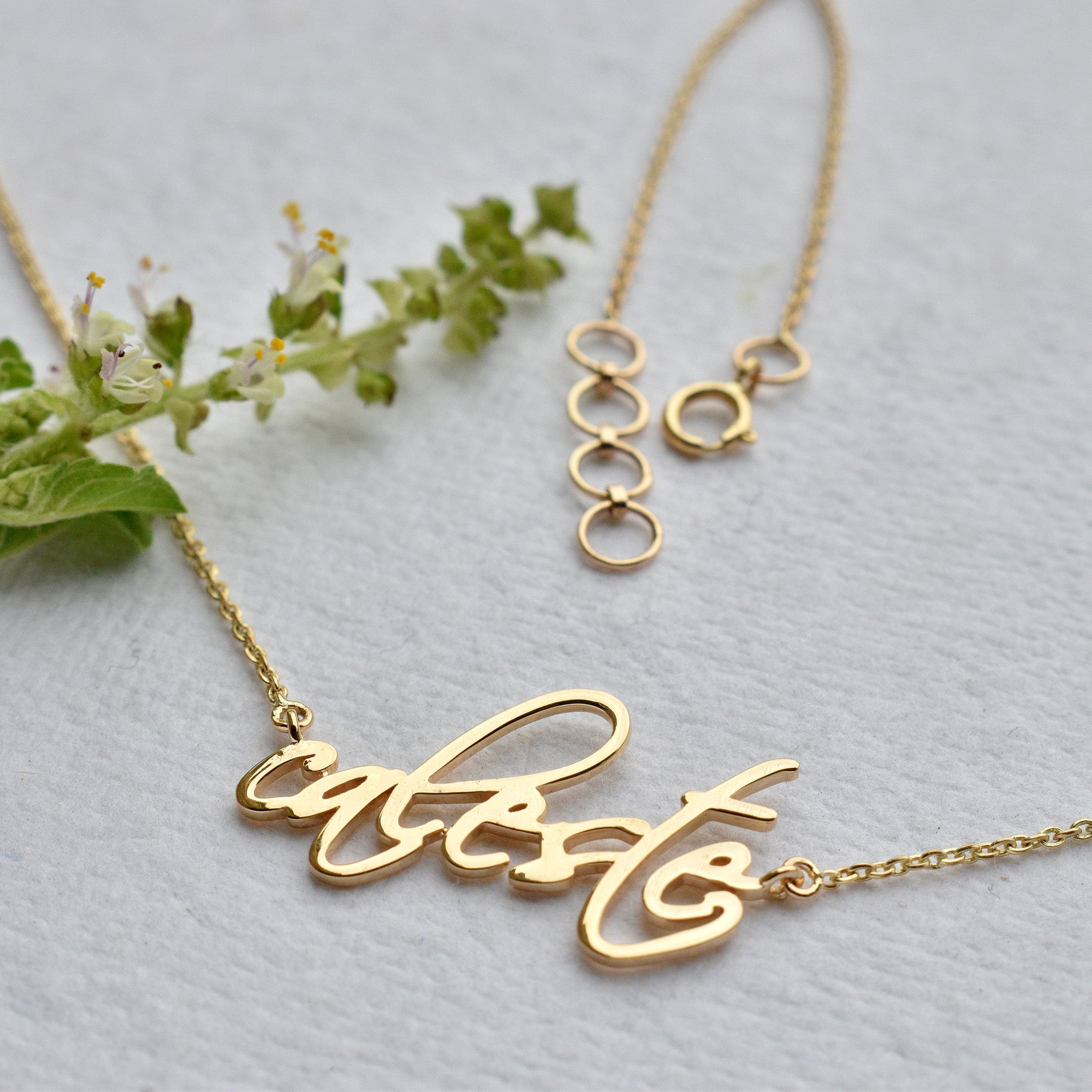 14K Solid Gold Personalized Name/Signature Necklace