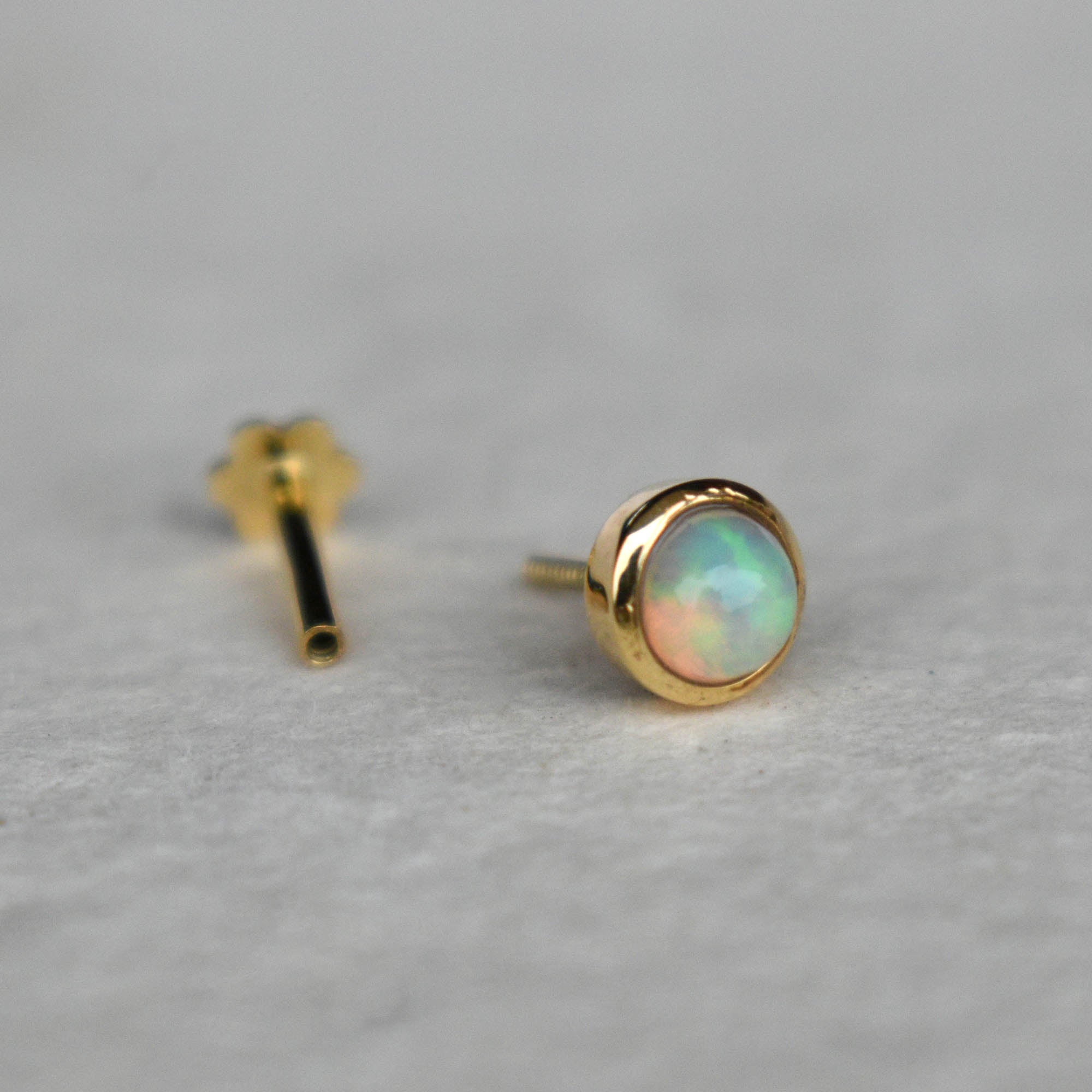 3mm Opal Bezel Set Piercing Stud