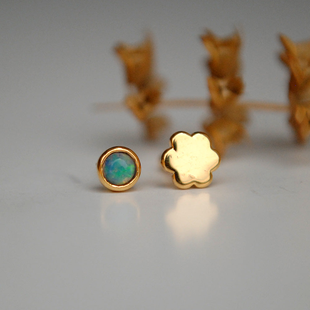 3mm Opal Bezel Set Piercing Stud