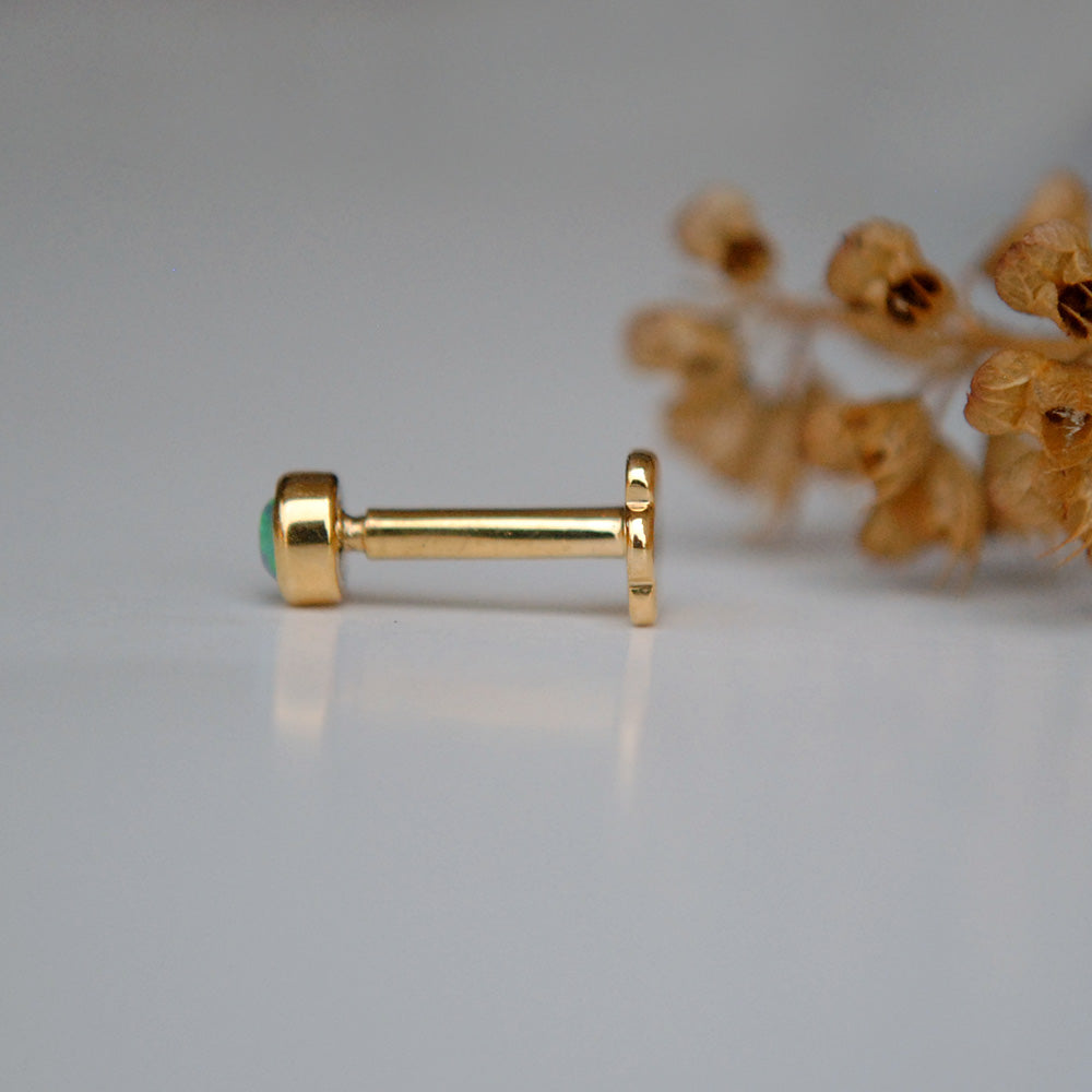 3mm Opal Bezel Set Piercing Stud