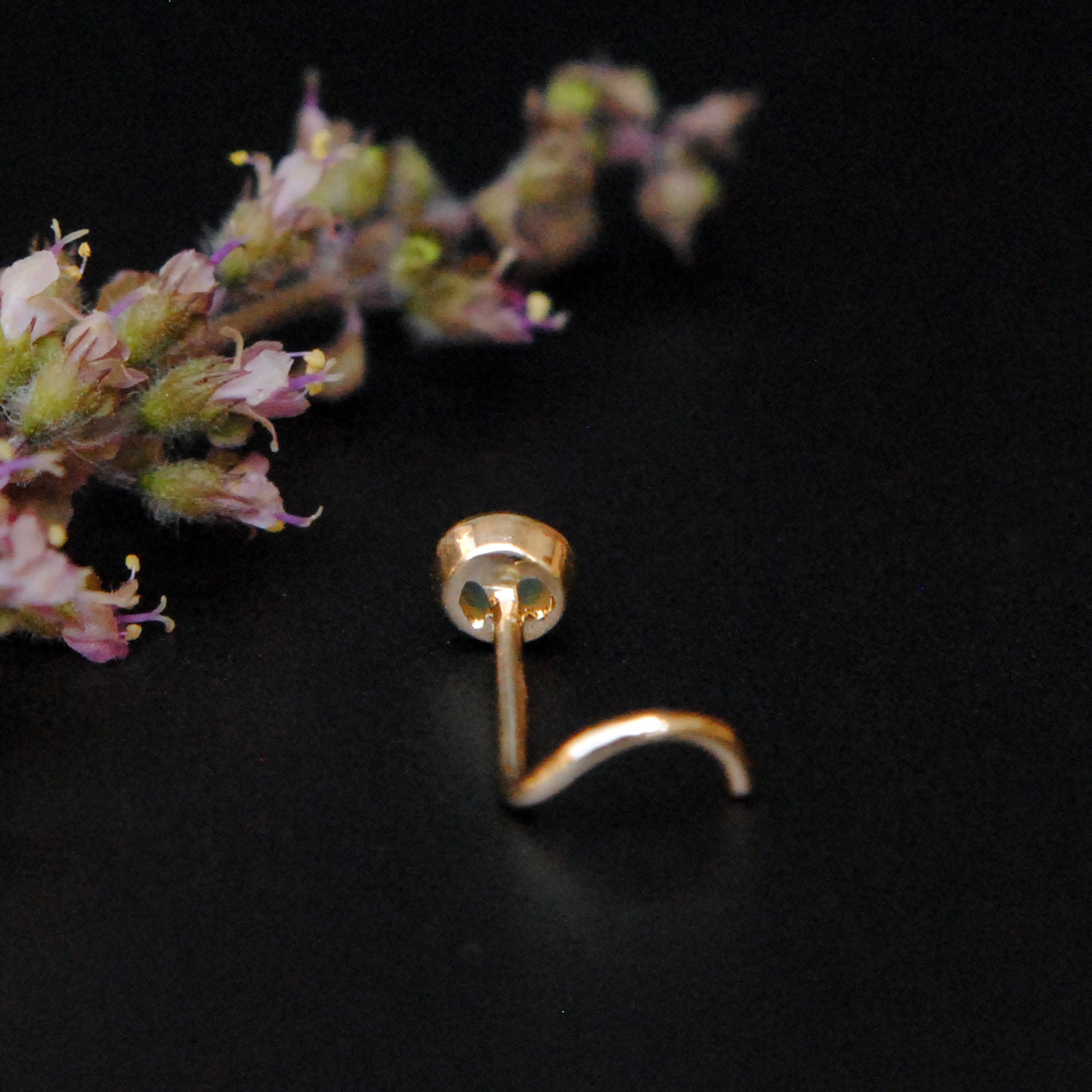 3mm Opal Bezel Set Piercing Stud