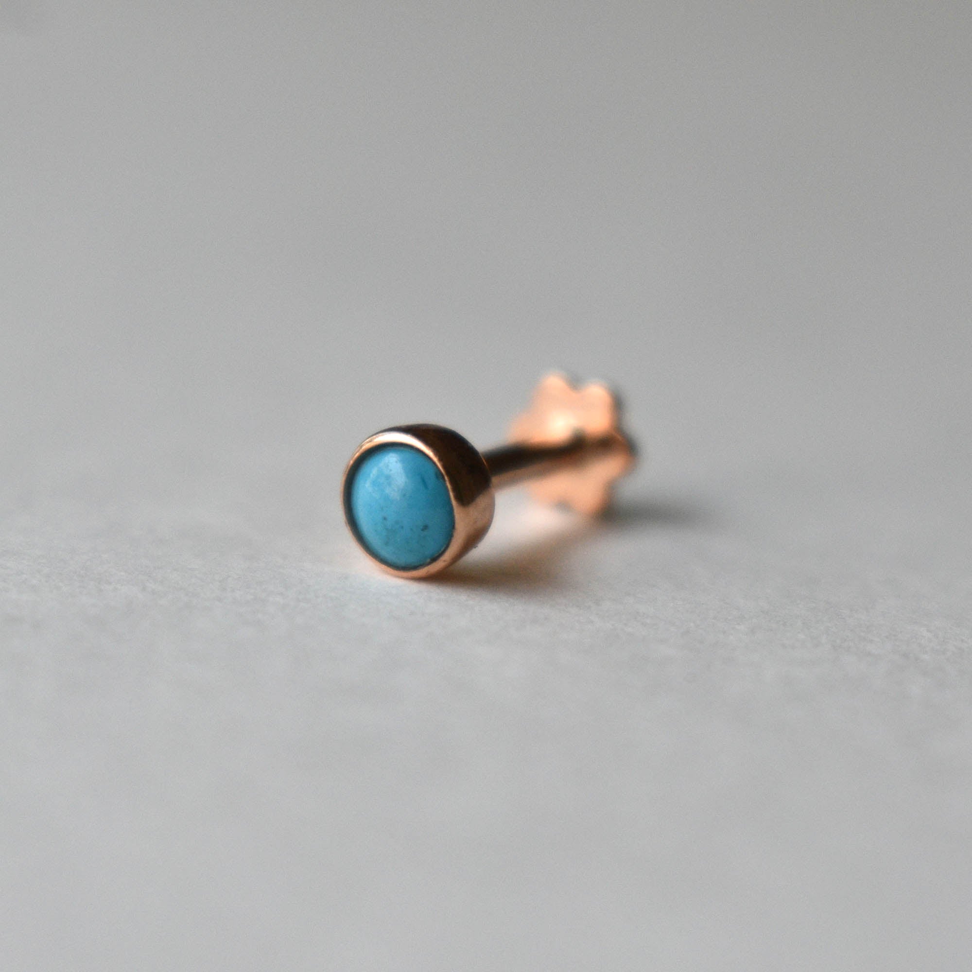 2mm 3mm Turquoise Bezel Set Stud, December Birthstone