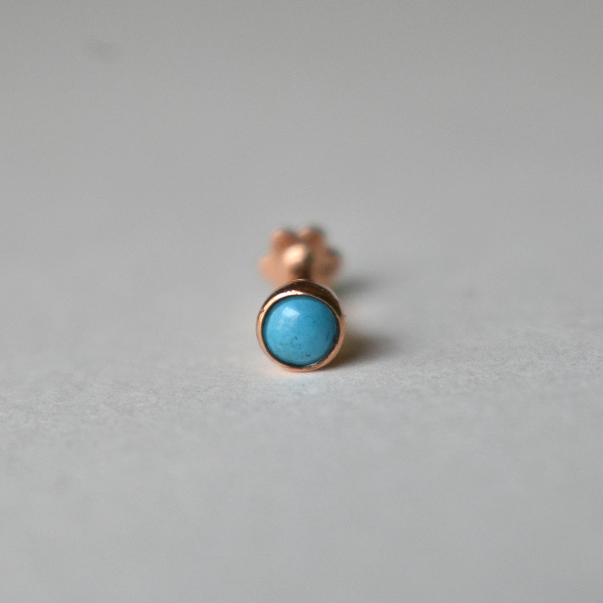 2mm 3mm Turquoise Bezel Set Stud, December Birthstone