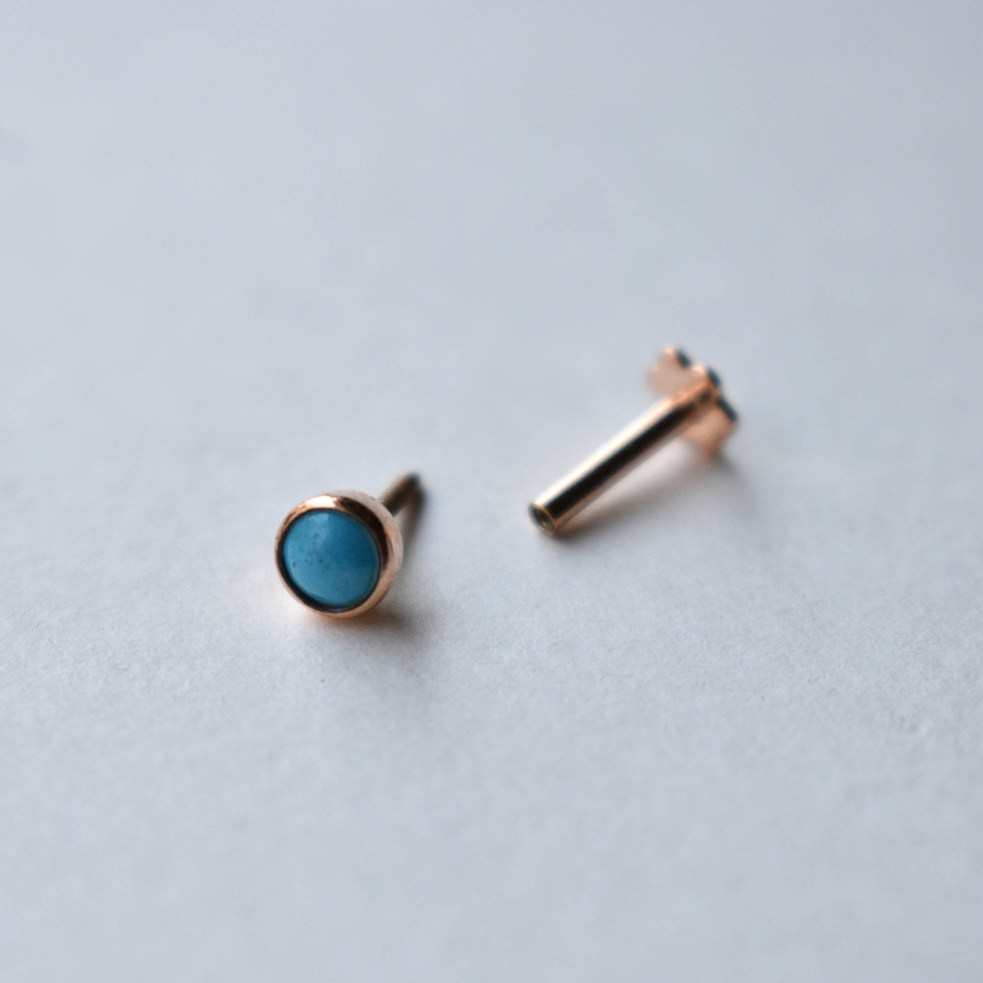 2mm 3mm Turquoise Bezel Set Stud, December Birthstone