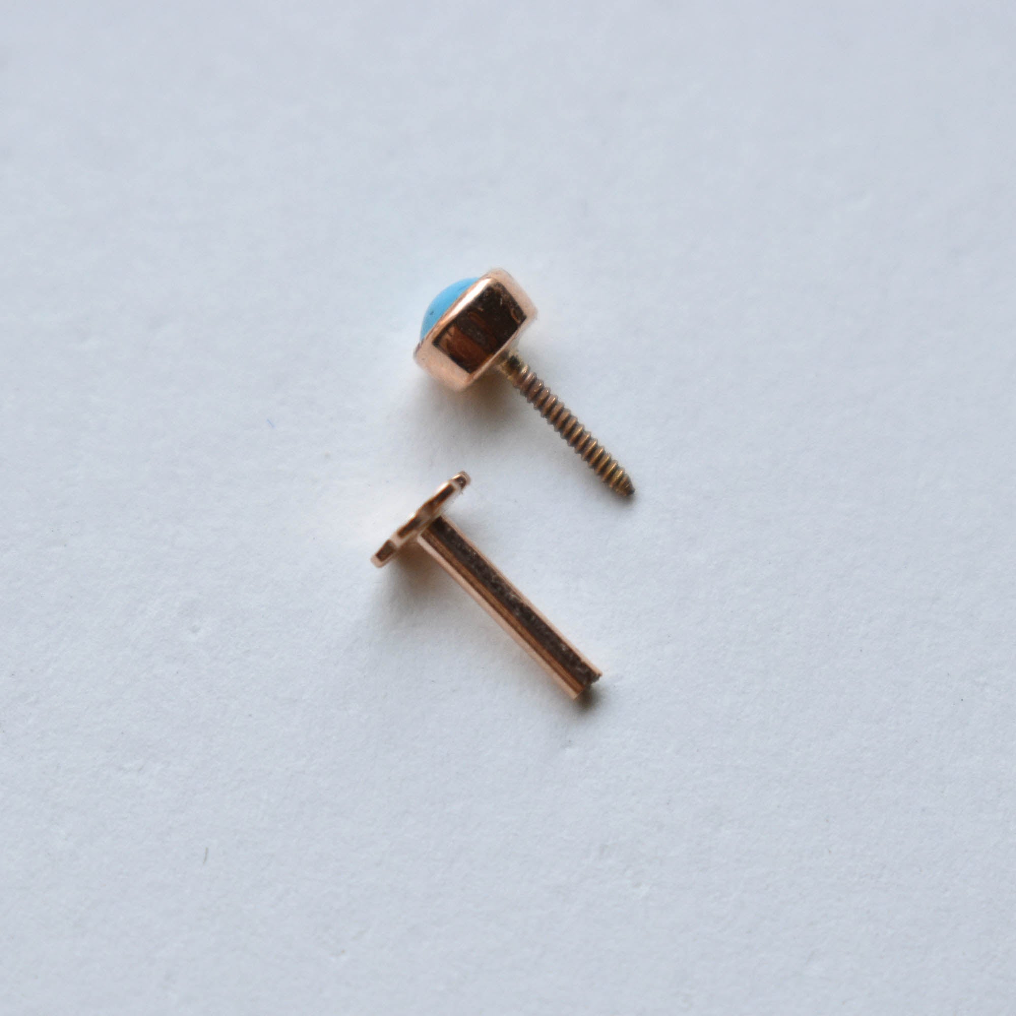2mm 3mm Turquoise Bezel Set Stud, December Birthstone