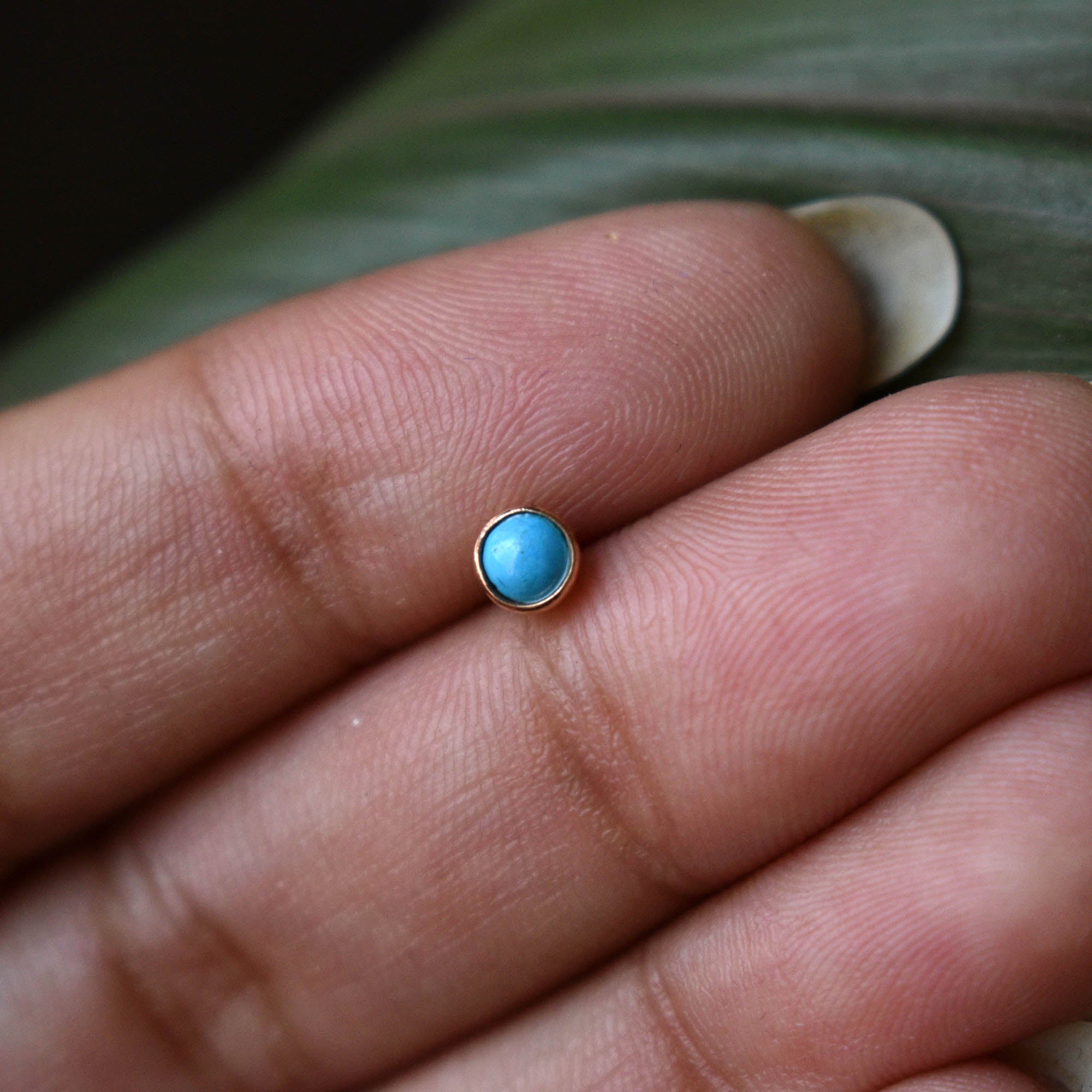 2mm 3mm Turquoise Bezel Set Stud, December Birthstone