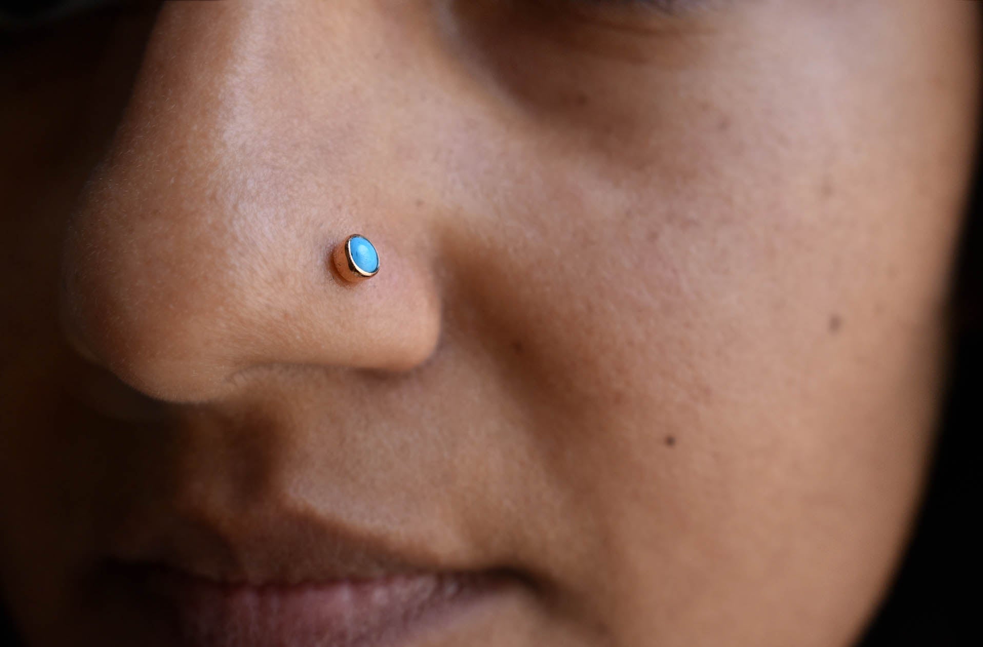 2mm 3mm Turquoise Bezel Set Stud, December Birthstone