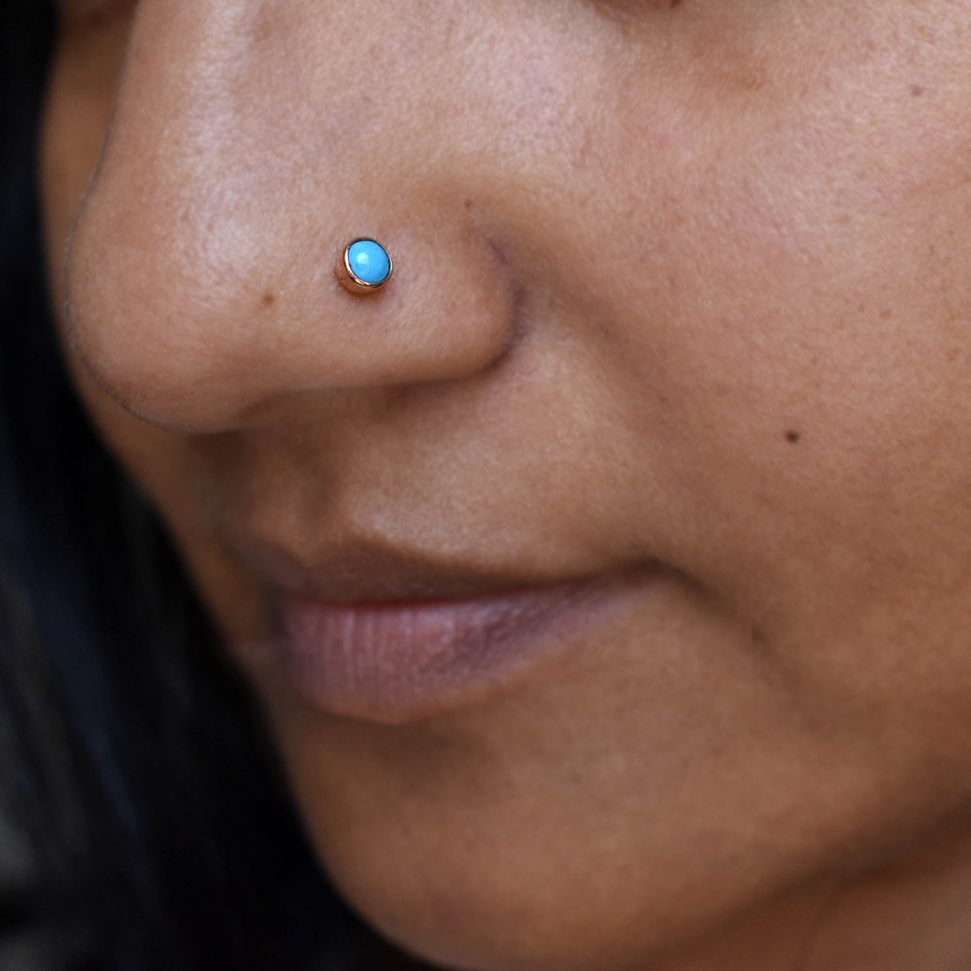 2mm 3mm Turquoise Bezel Set Stud, December Birthstone