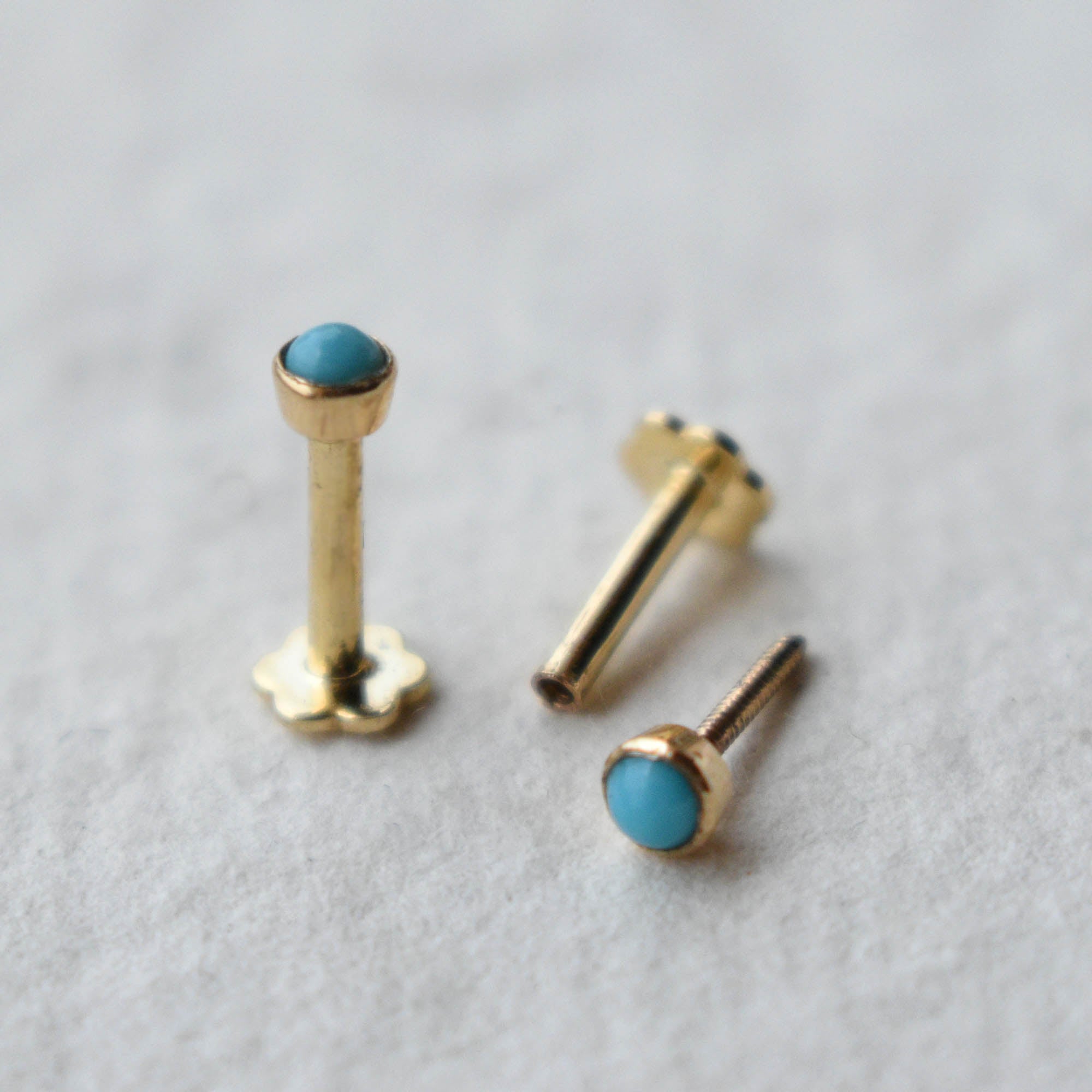 2mm 3mm Turquoise Bezel Set Stud, December Birthstone