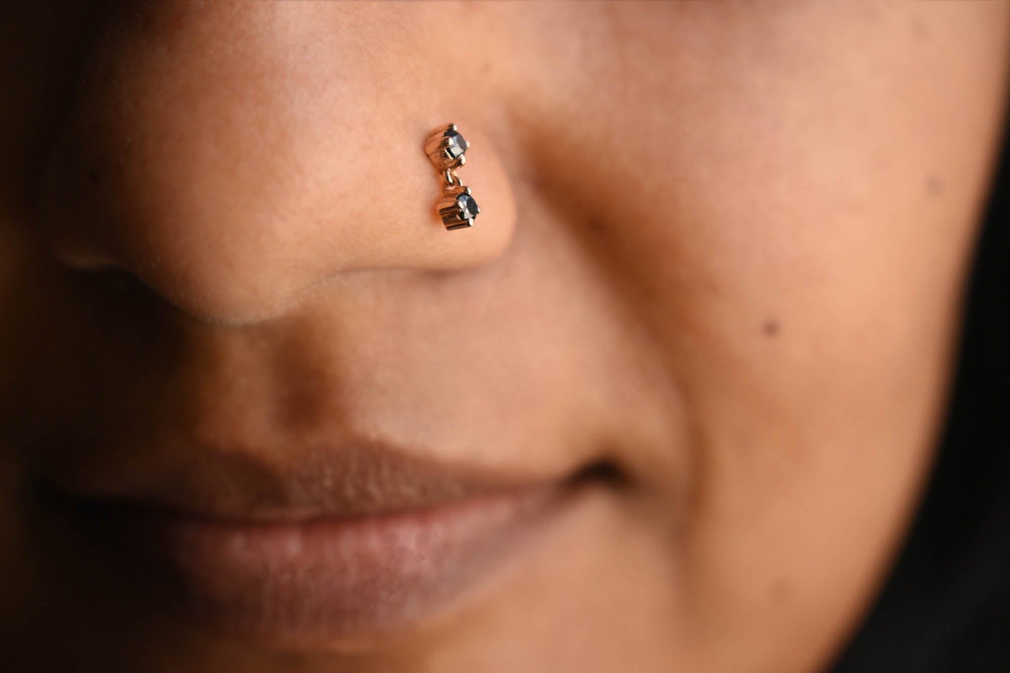 Natural Black Diamond Tiny Dangle Earring
