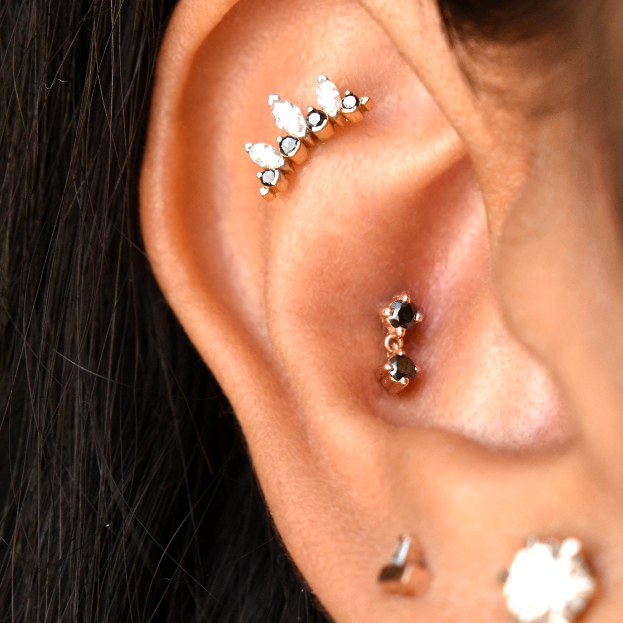 Natural Black Diamond Tiny Dangle Earring