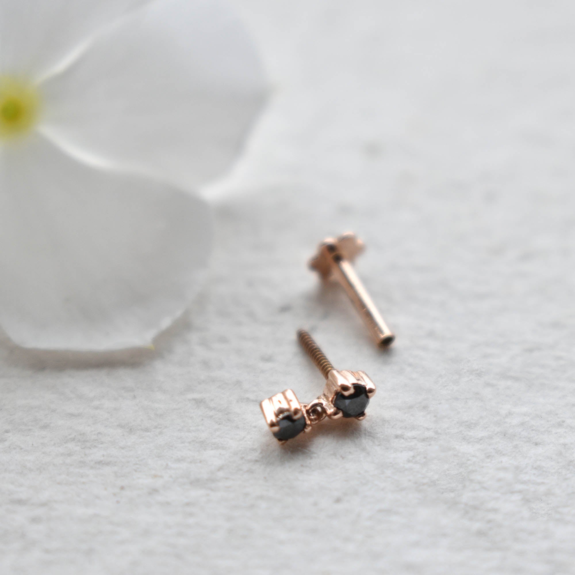 Natural Black Diamond Tiny Dangle Earring