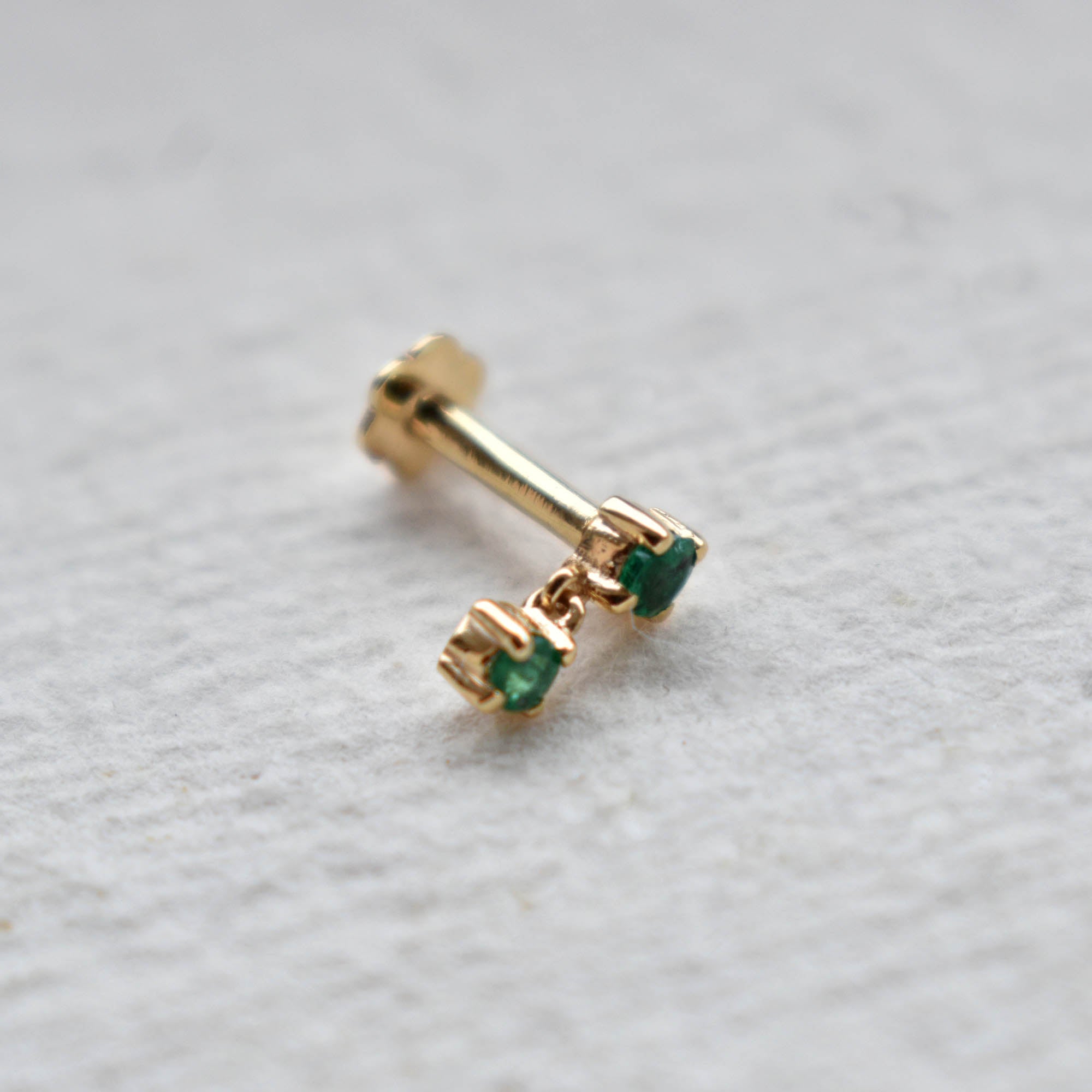 Natural Green Emerald Tiny Dangle Earring