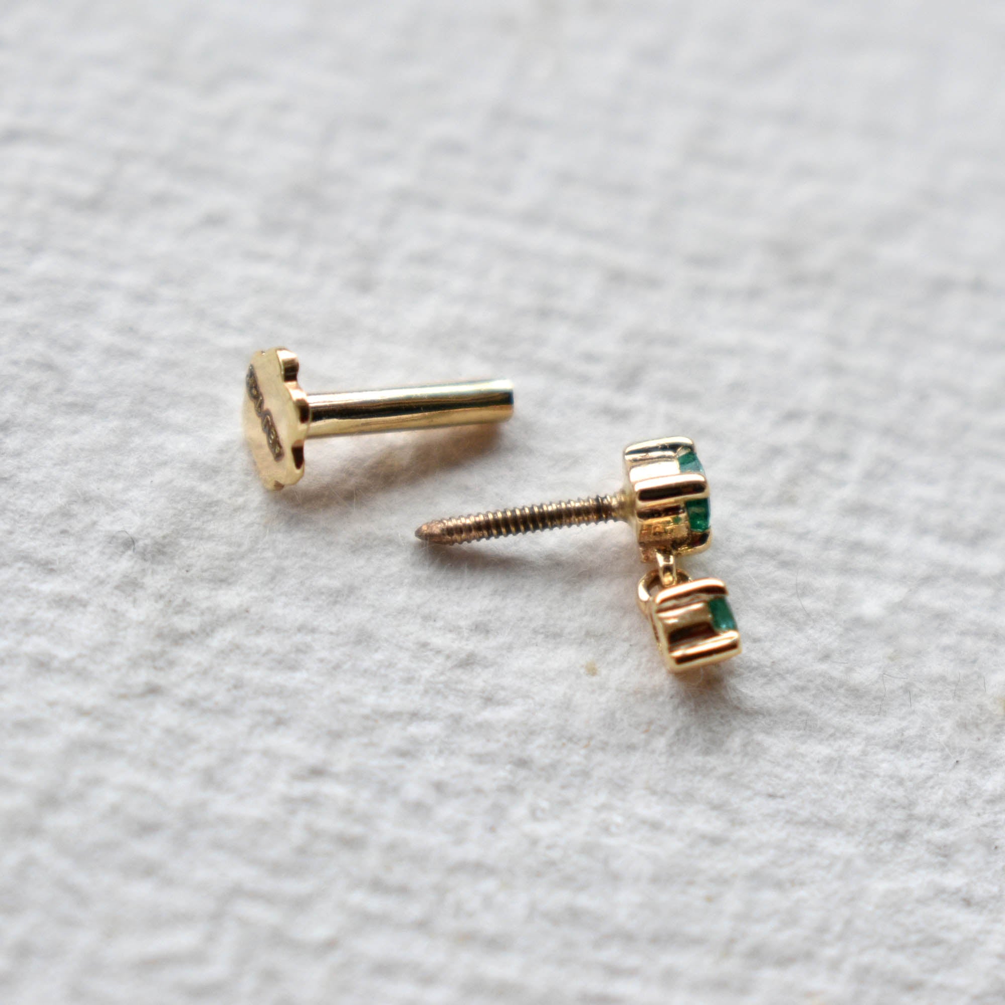 Natural Green Emerald Tiny Dangle Earring