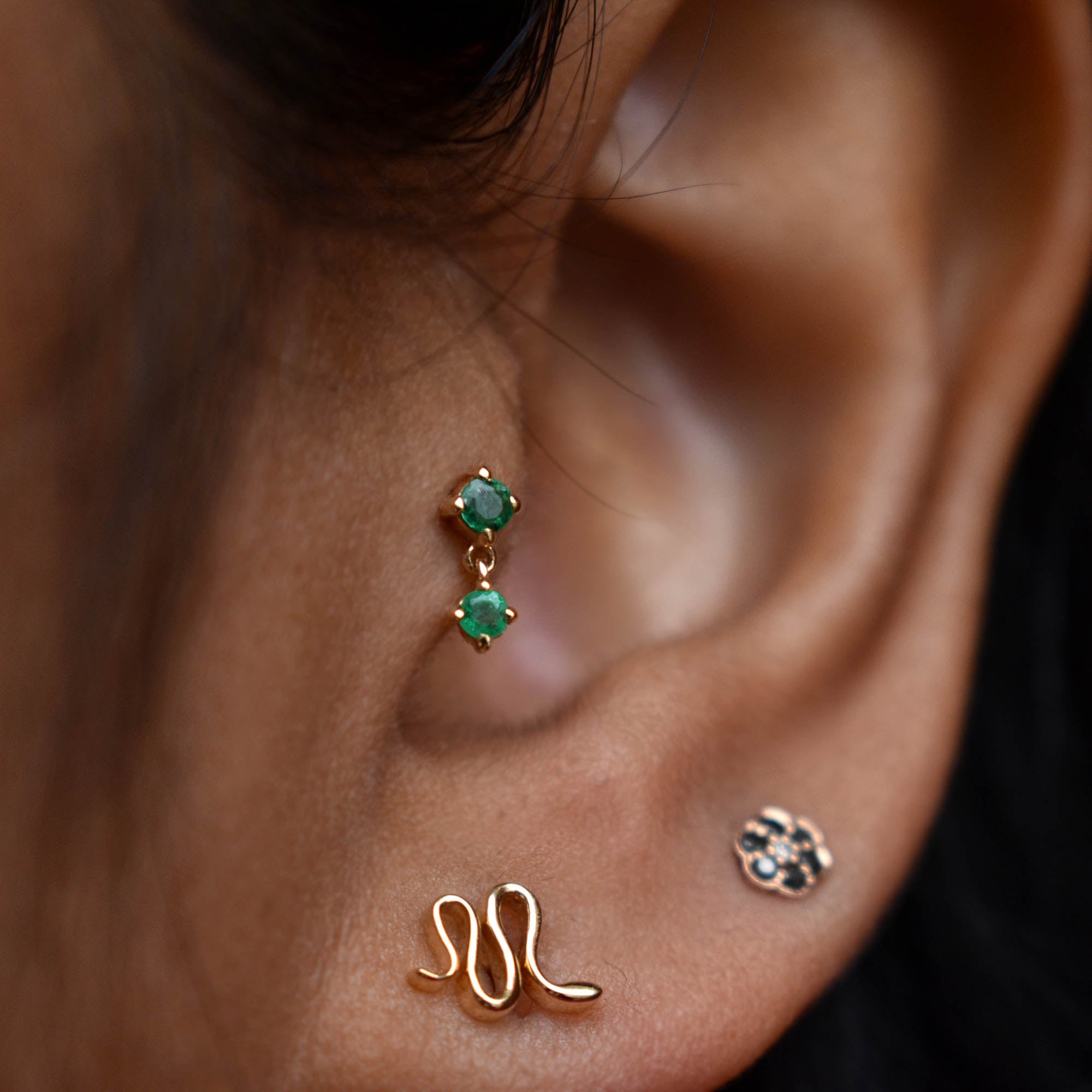 Natural Green Emerald Tiny Dangle Earring