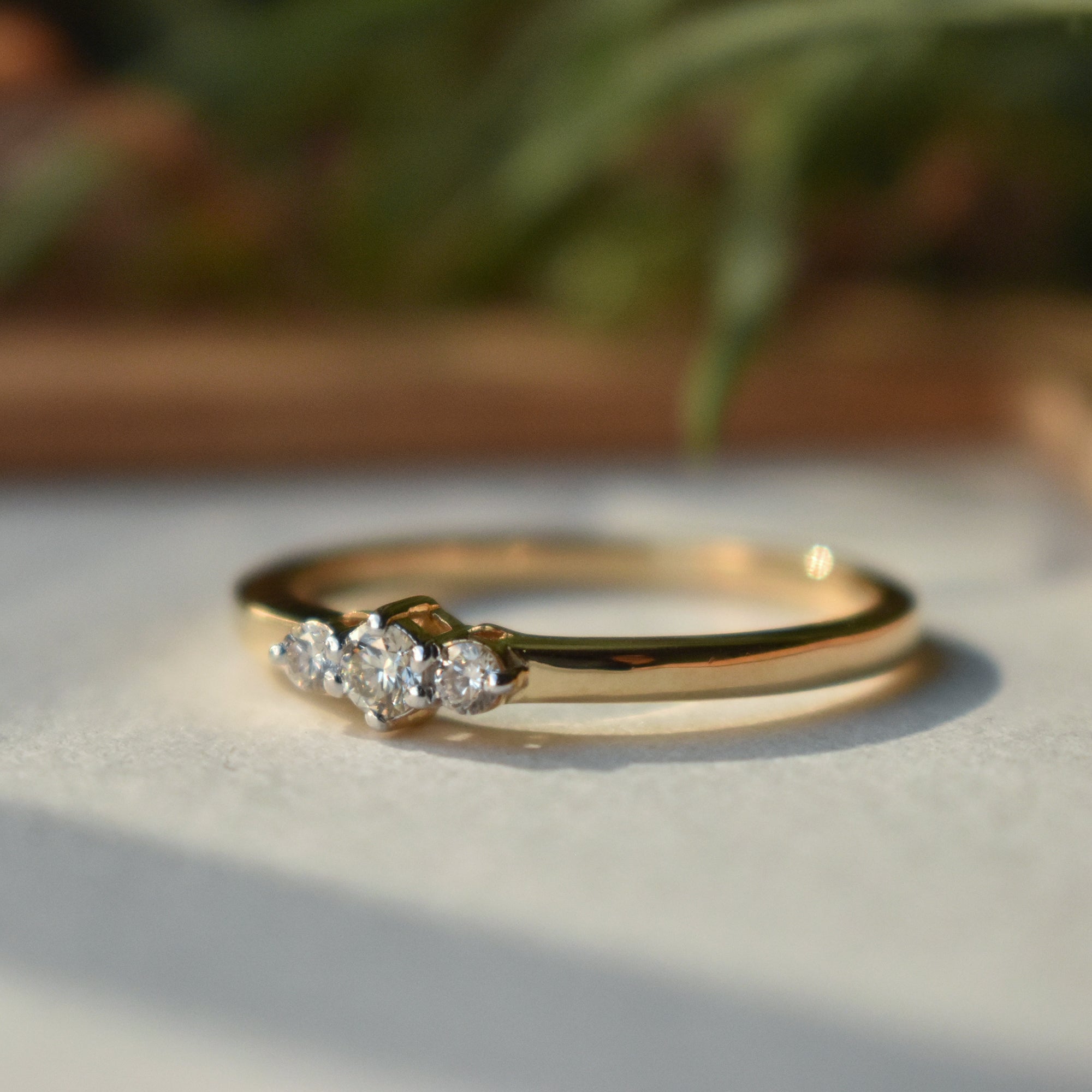 Three Round Brilliant Diamond Prong Setting Engagement Ring