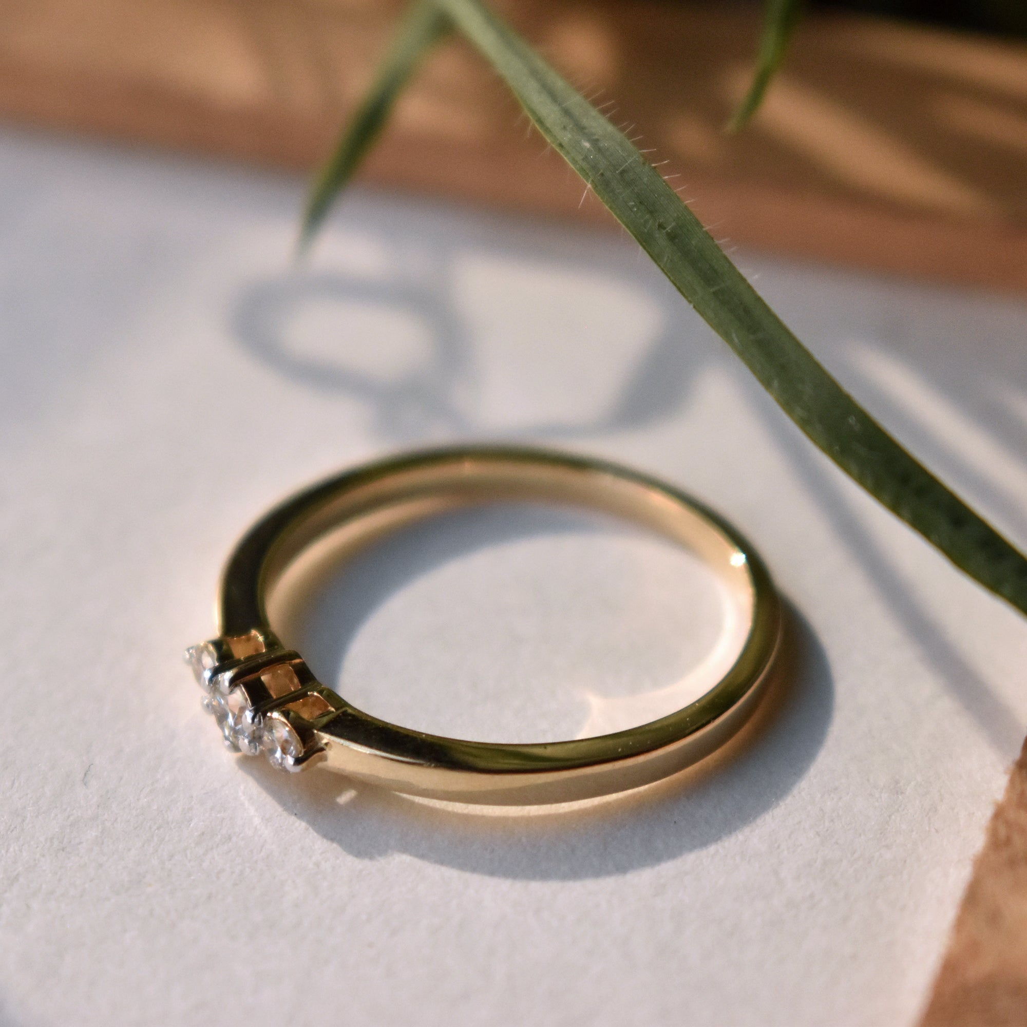 Three Round Brilliant Diamond Prong Setting Engagement Ring