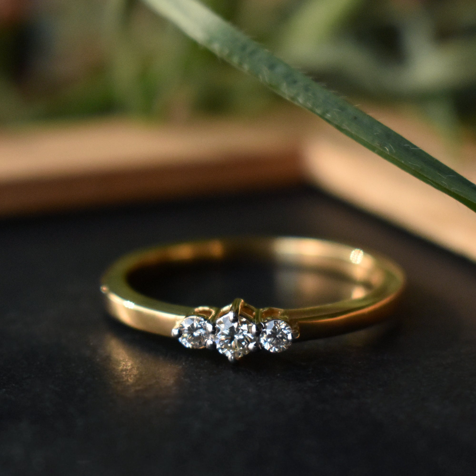 Three Round Brilliant Diamond Prong Setting Engagement Ring