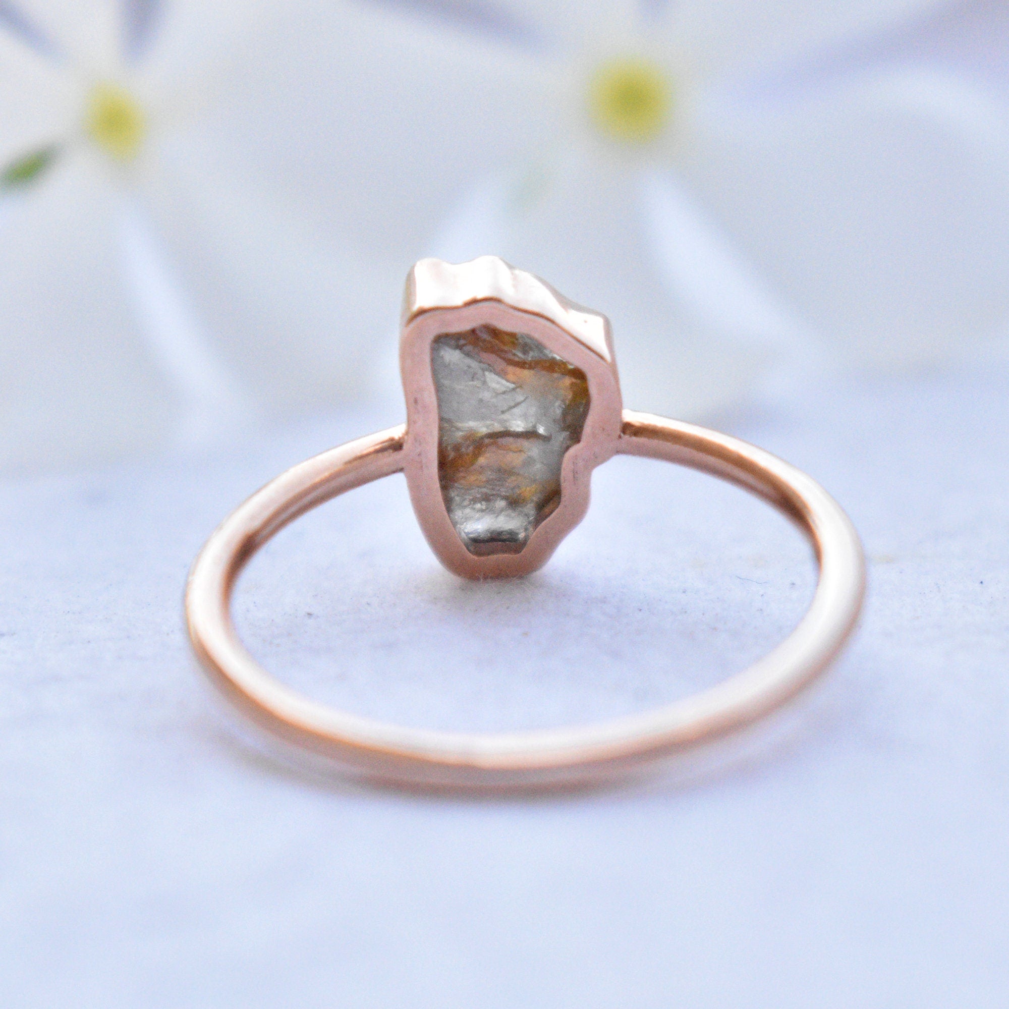 Brown Rough Diamond Bezel Set Engagement Ring