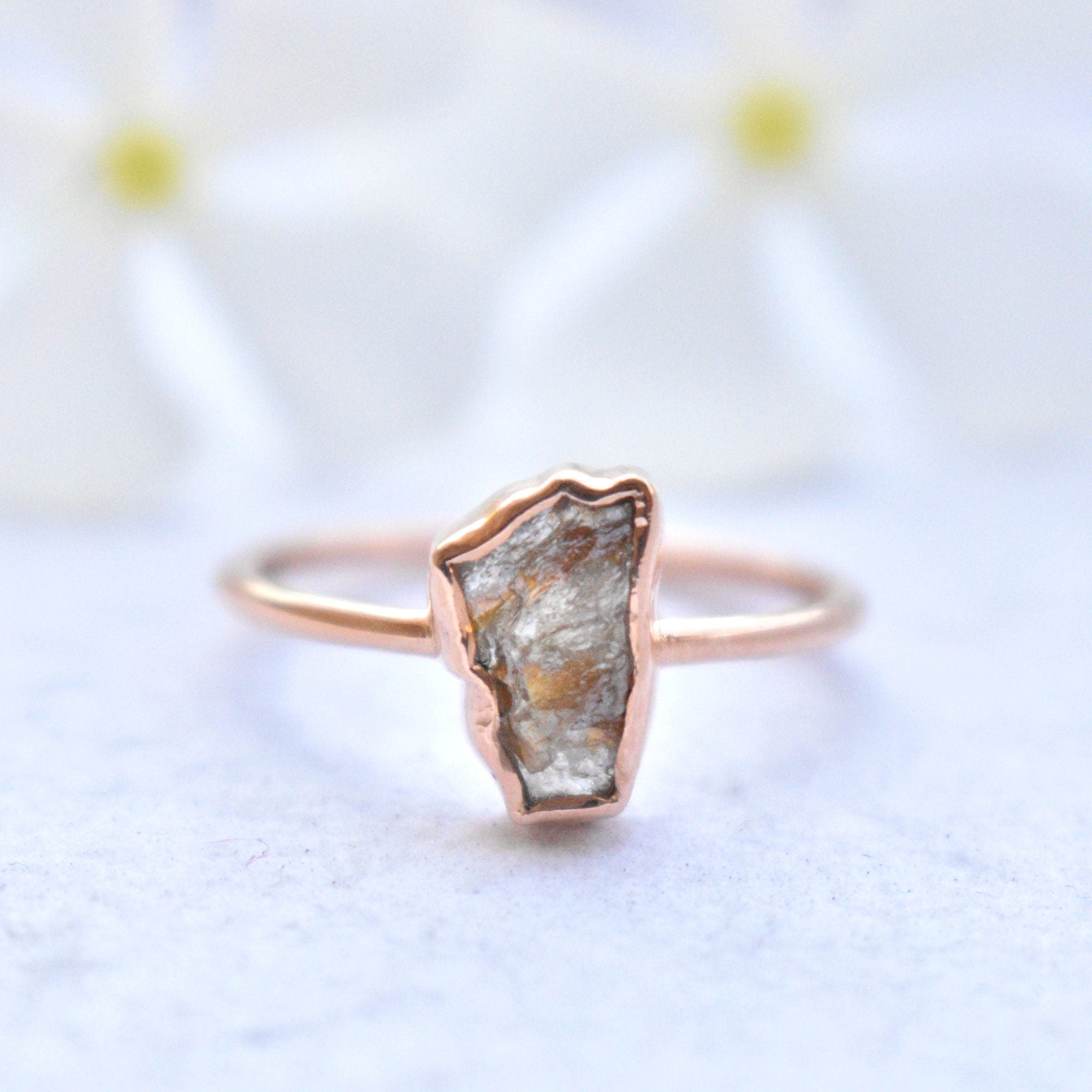 Brown Rough Diamond Bezel Set Engagement Ring