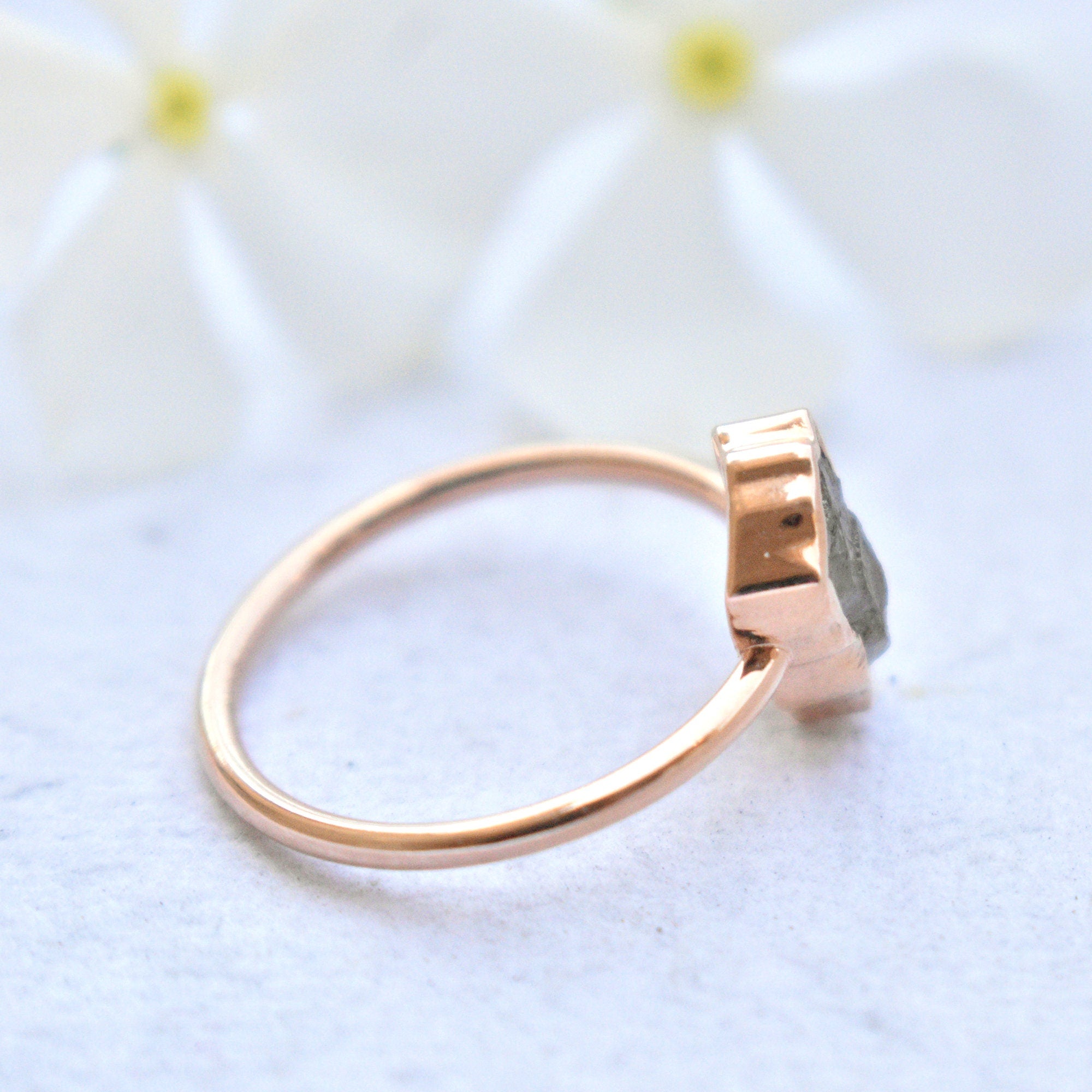 Brown Rough Diamond Bezel Set Engagement Ring