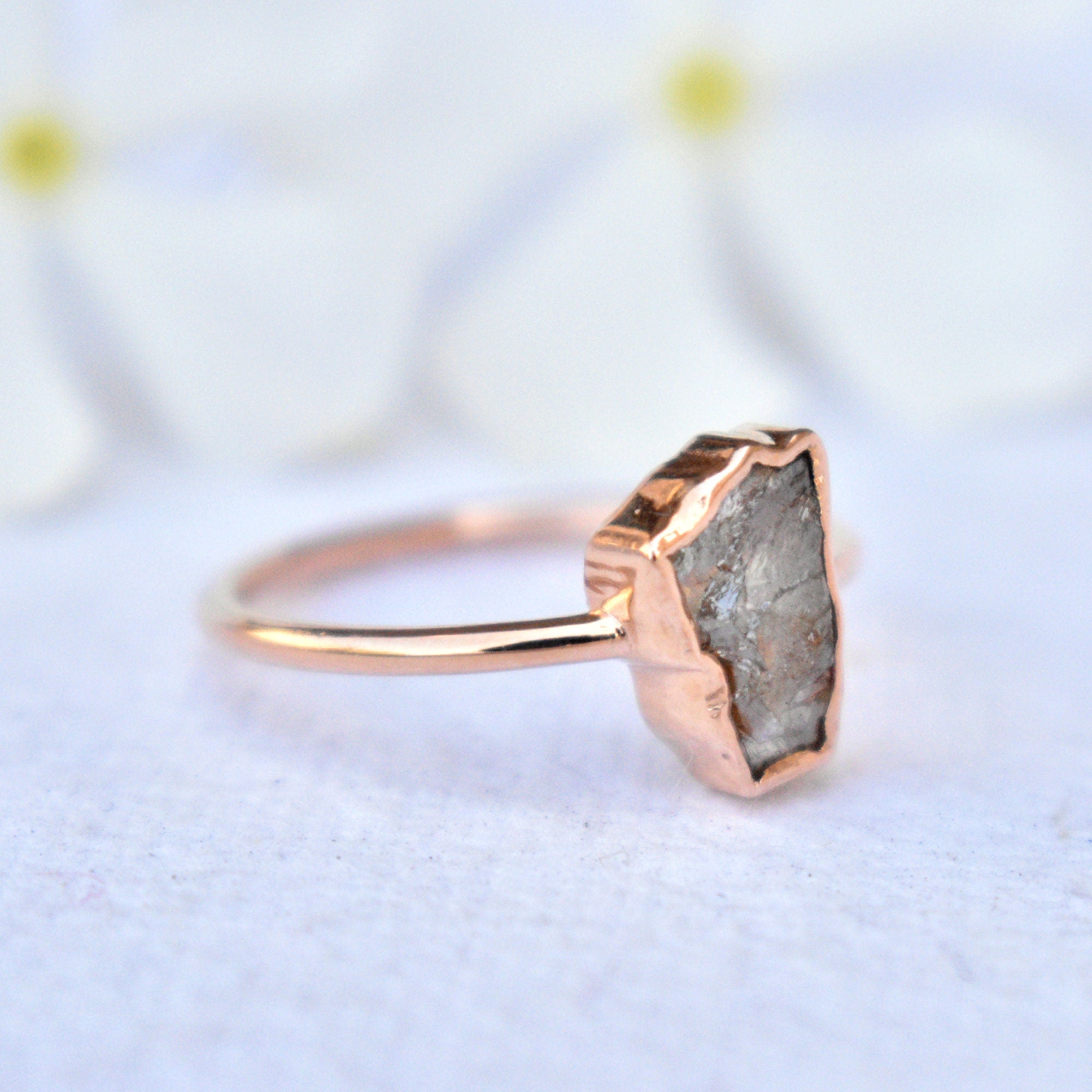 Brown Rough Diamond Bezel Set Engagement Ring