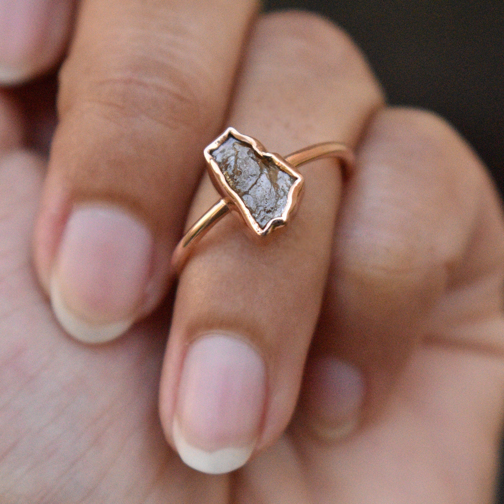 Brown Rough Diamond Bezel Set Engagement Ring