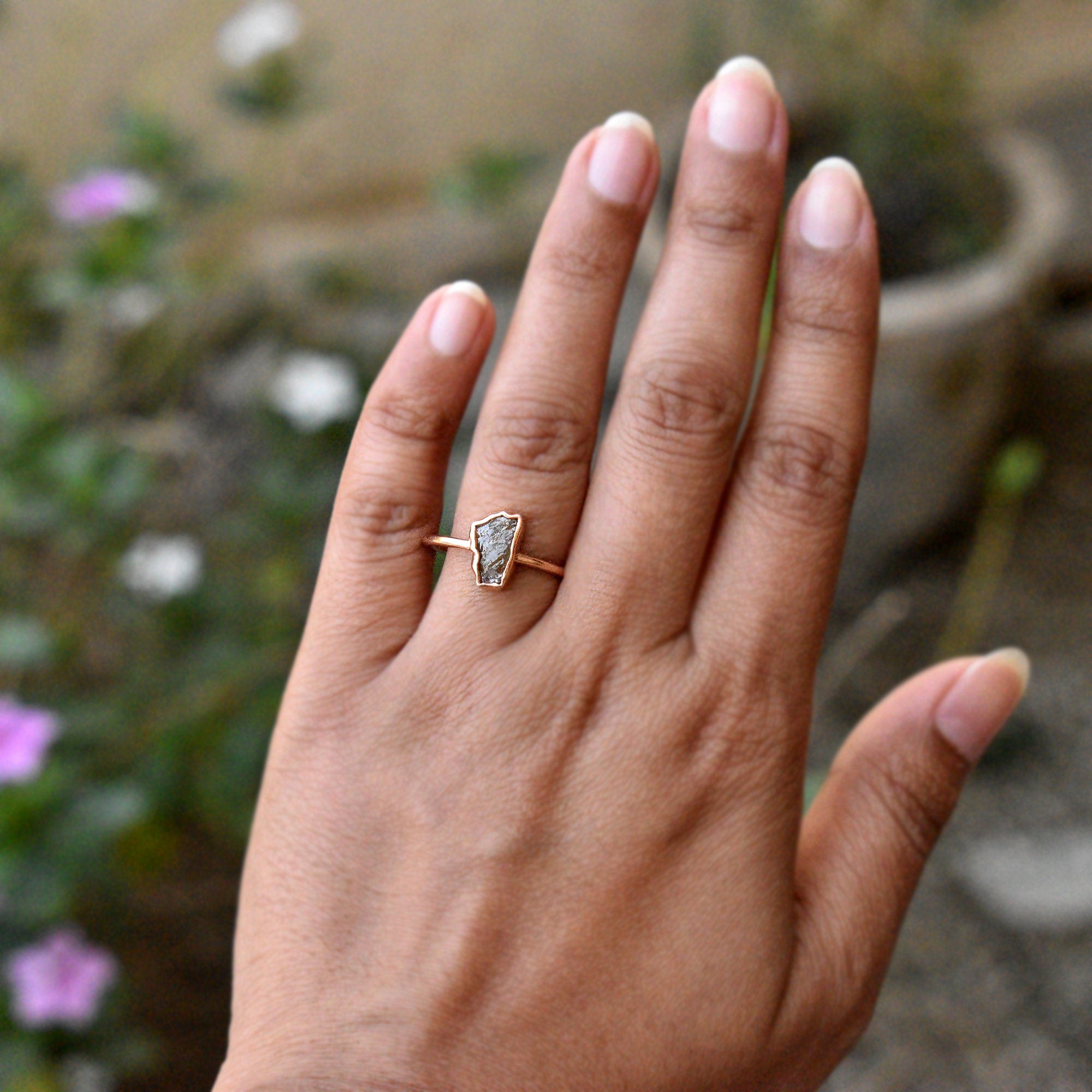 Brown Rough Diamond Bezel Set Engagement Ring