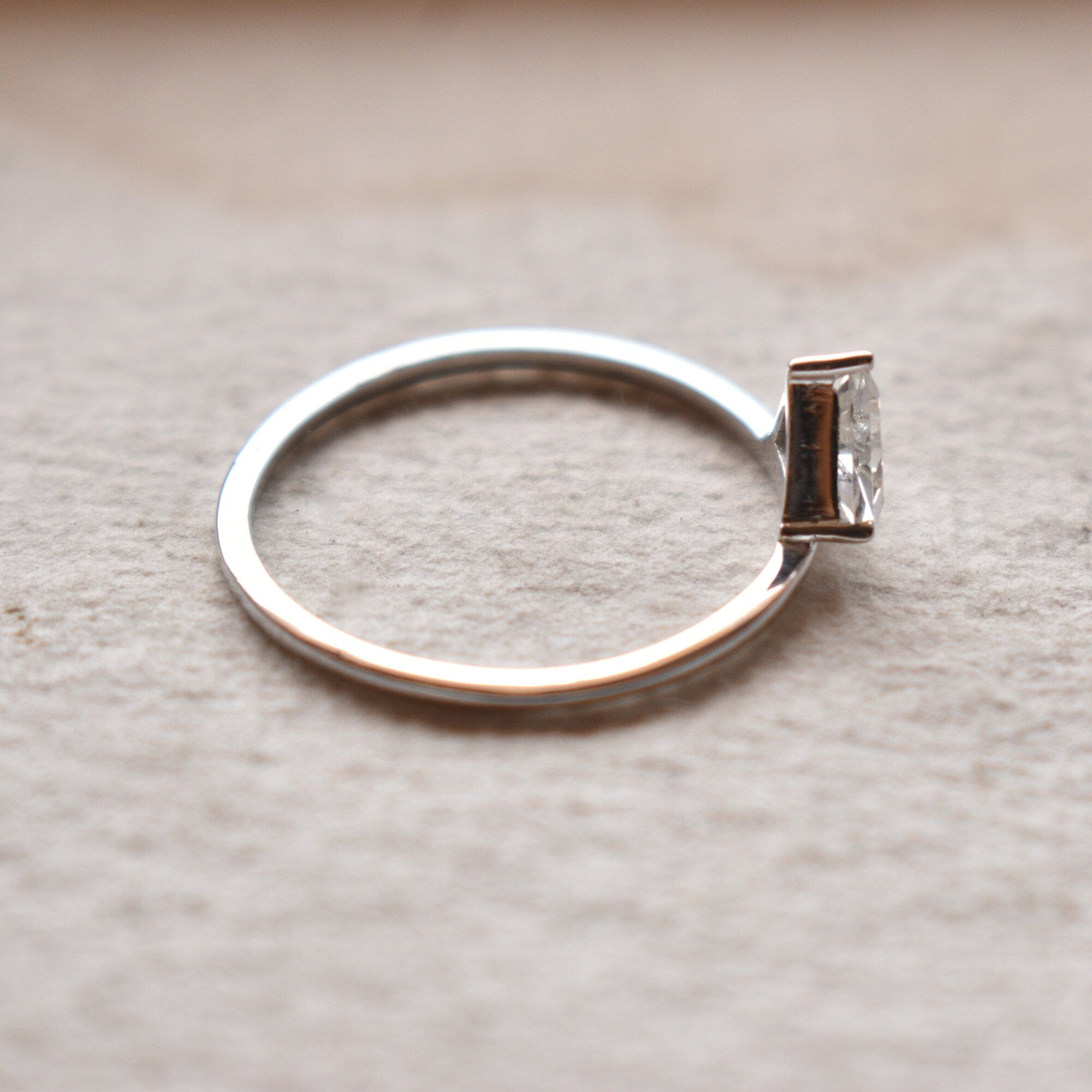 Natural Trillion Cut Diamond Engagement Ring, READY TO SHIP