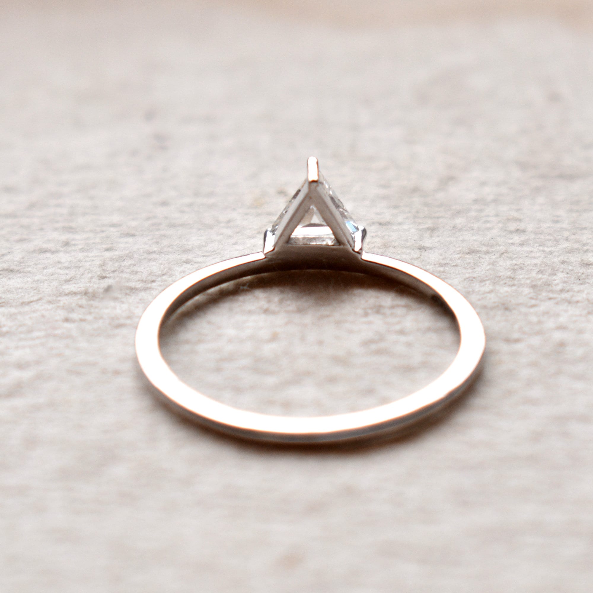 Natural Trillion Cut Diamond Engagement Ring, READY TO SHIP