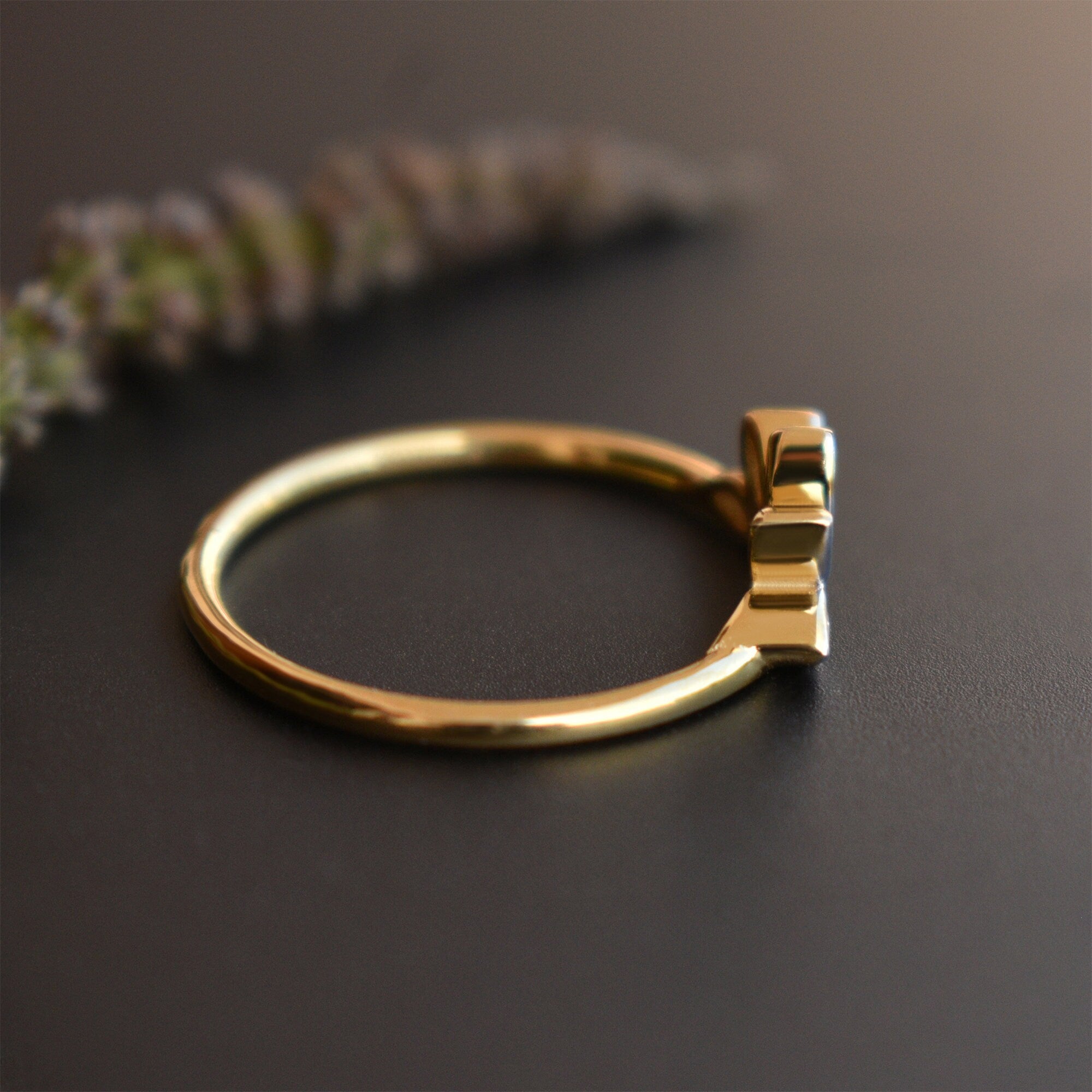 Bezel Set Marquise Diamond Curved Nesting Wedding Band