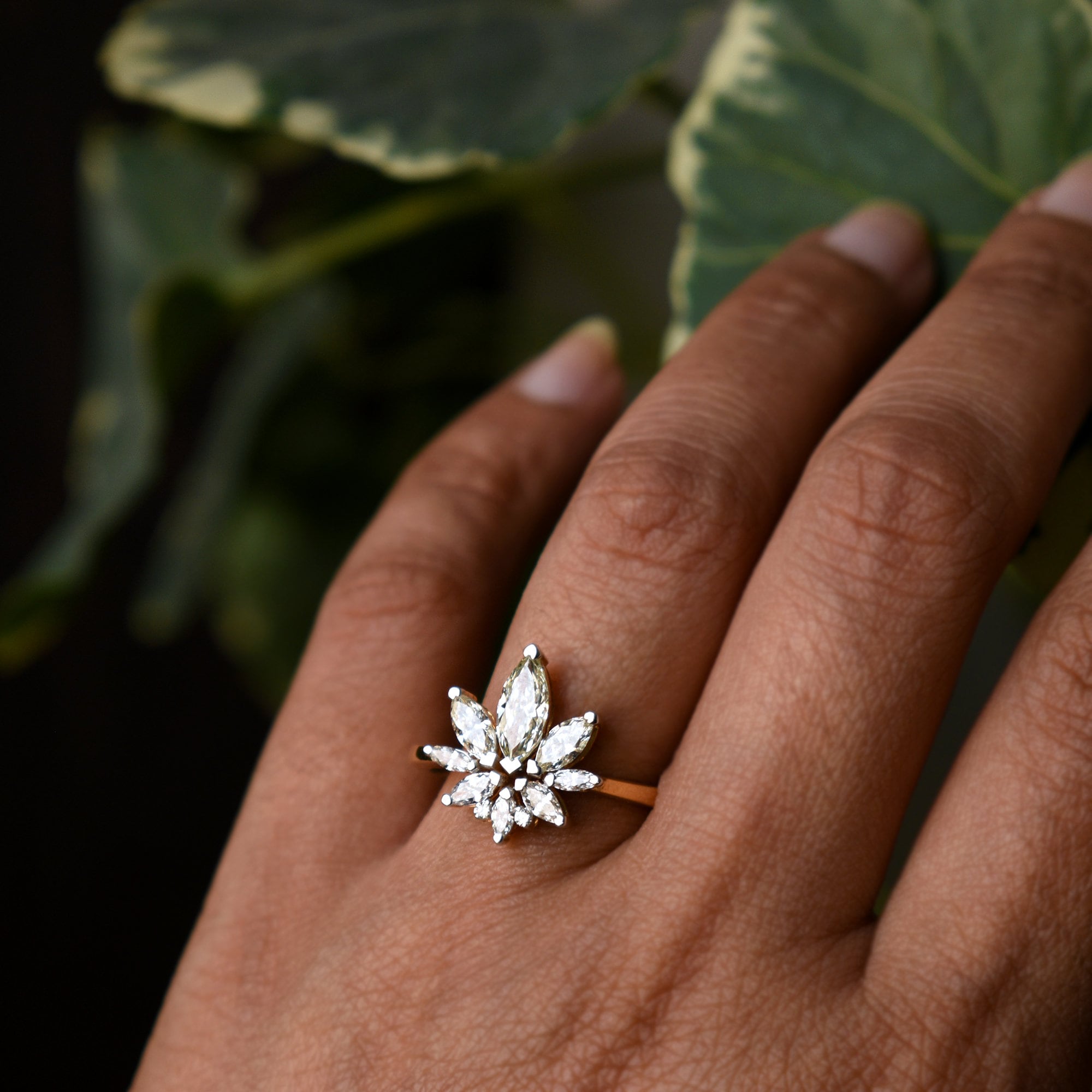 Lotus Diamond Engagement Ring