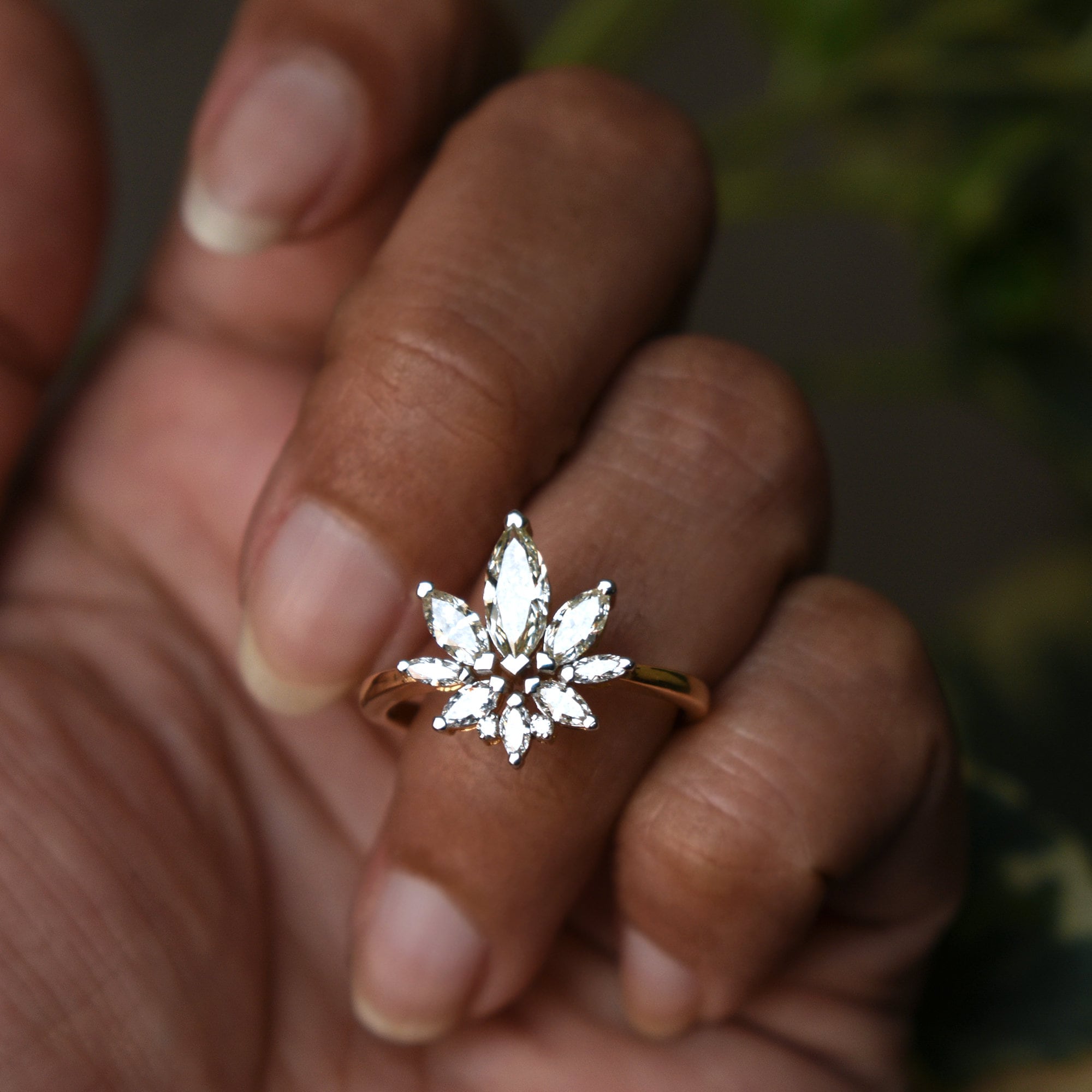 Lotus Diamond Engagement Ring