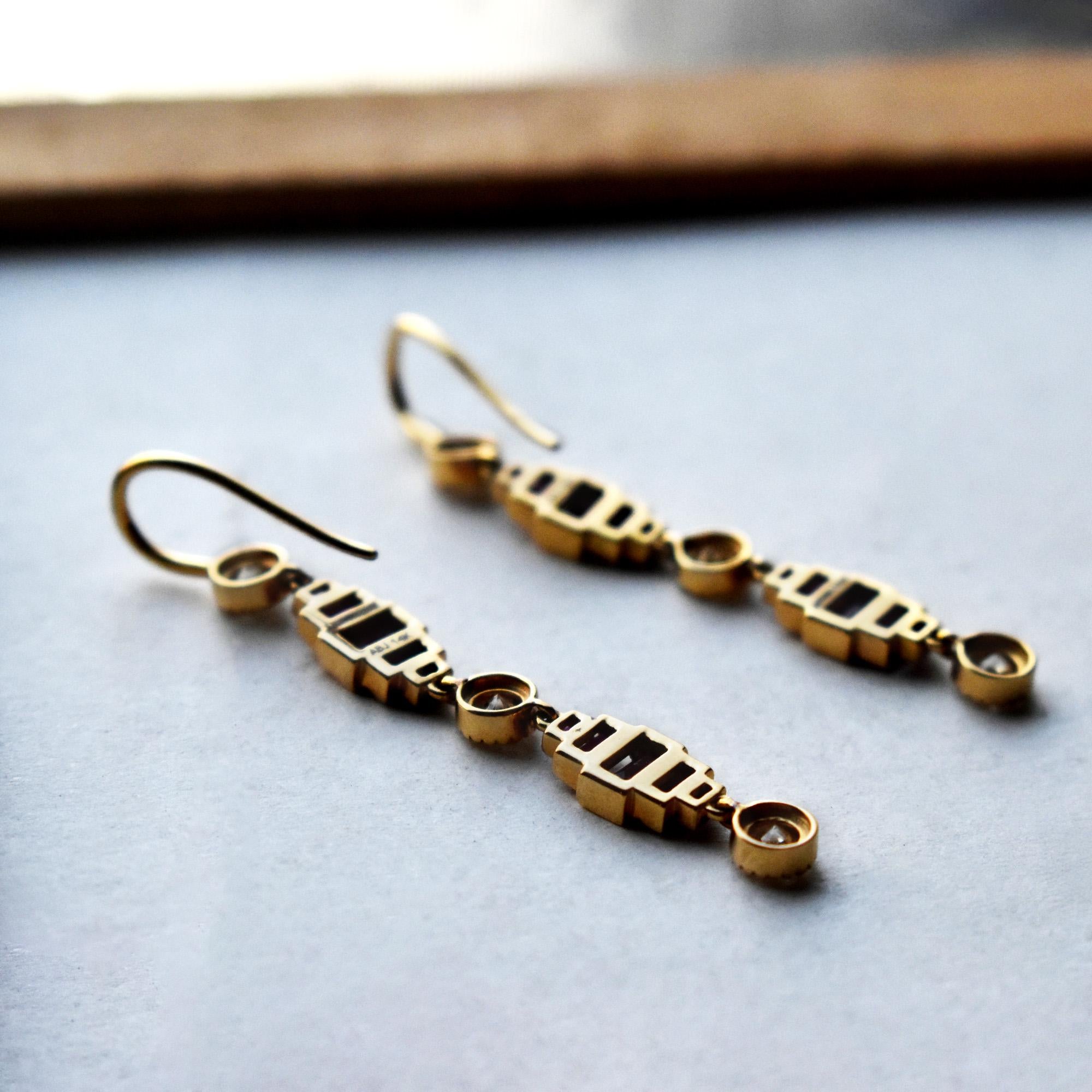 Natural Diamond & Ruby Long Dangle Earrings
