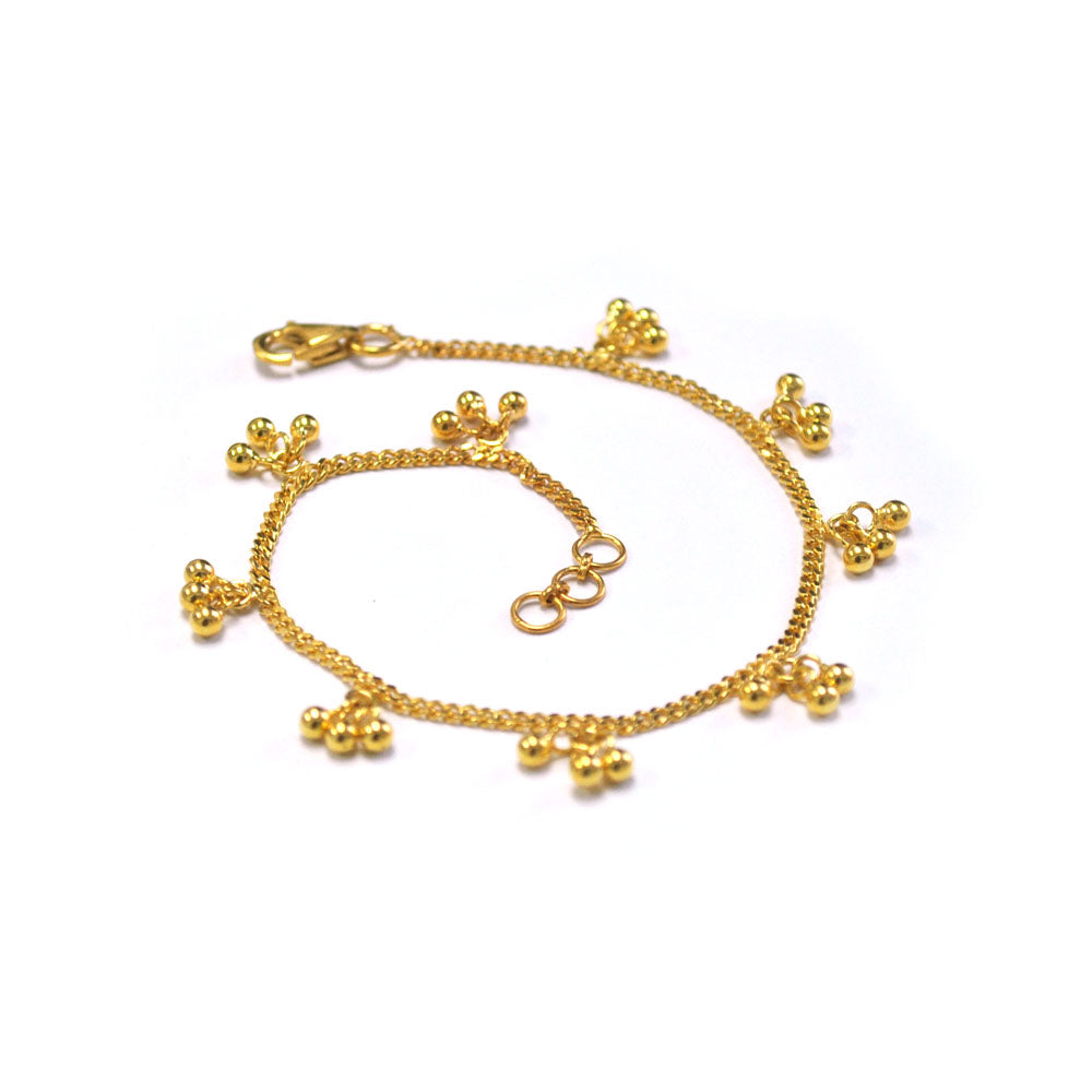 18K Gold Dianty Chain Anklet/Bracelet with Ghungroo Bells