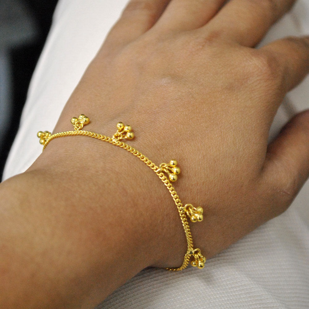 18K Gold Dianty Chain Anklet/Bracelet with Ghungroo Bells