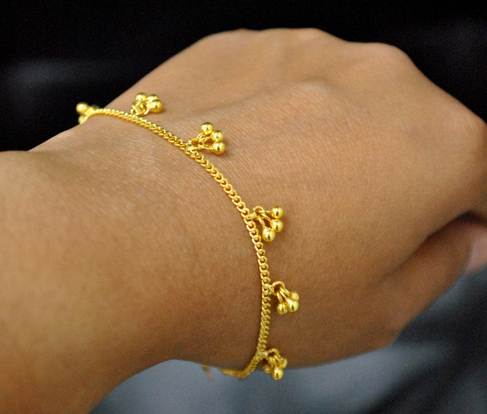 18K Gold Dianty Chain Anklet/Bracelet with Ghungroo Bells